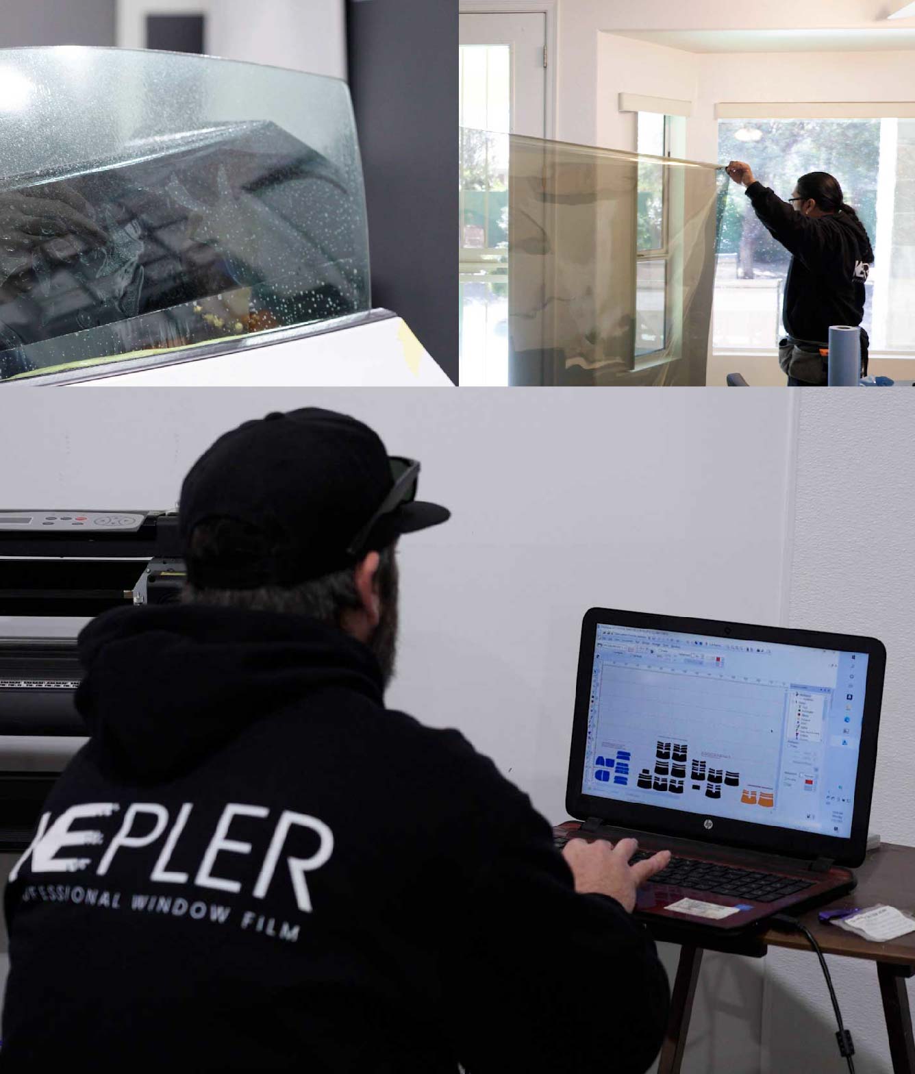 Ceramic Window Tinting Expert Cutting Film in Elmwood Park, New Jersey