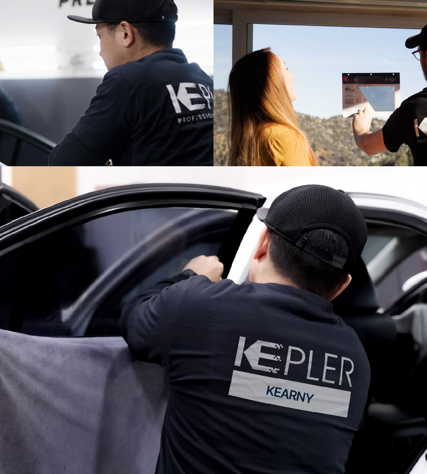 Automotive Window Tinting Expert Applying Film in Kearny, New Jersey