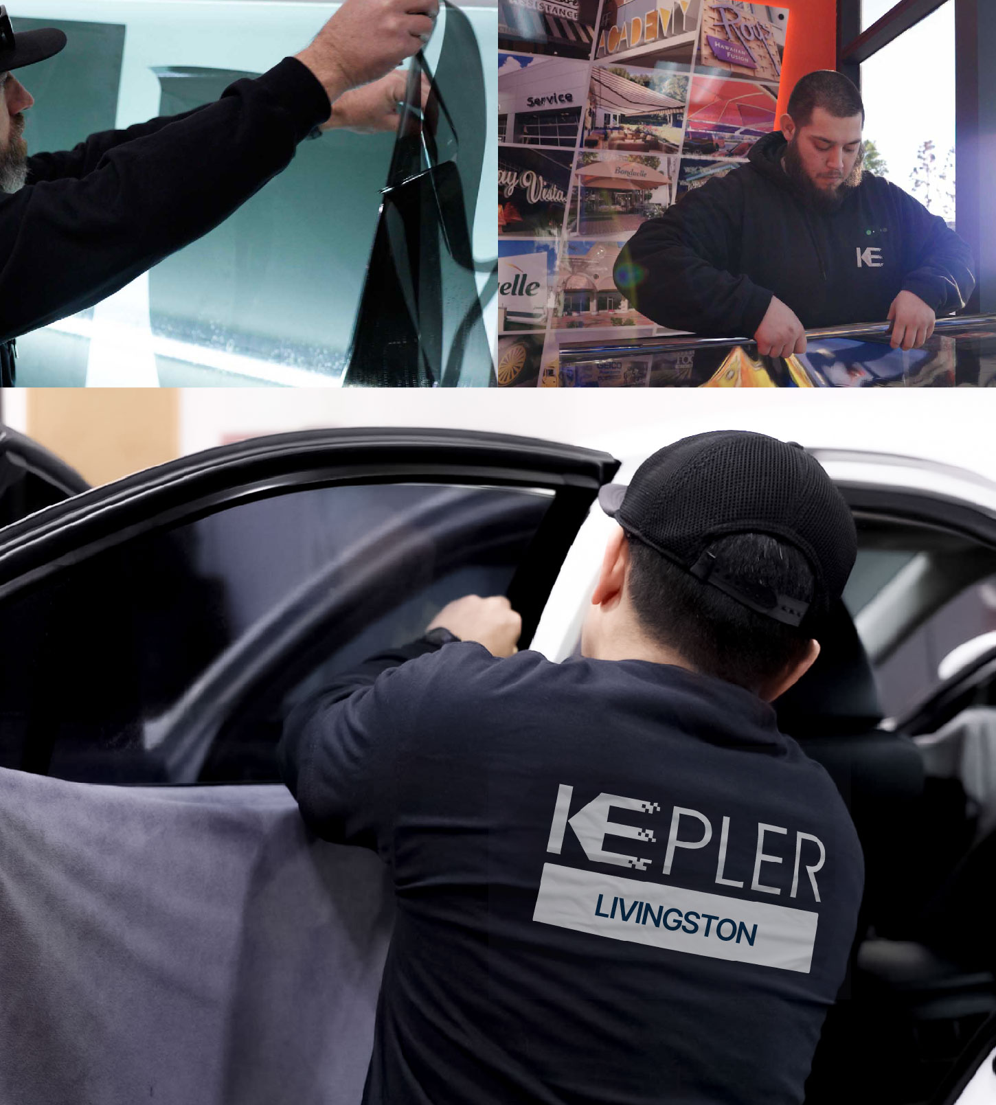Automotive Window Tinting Expert Applying Film in Livingston, New Jersey