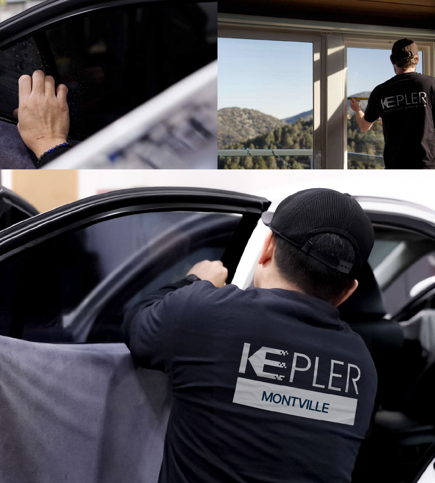 Automotive Window Tinting Expert Applying Film in Montville, New Jersey