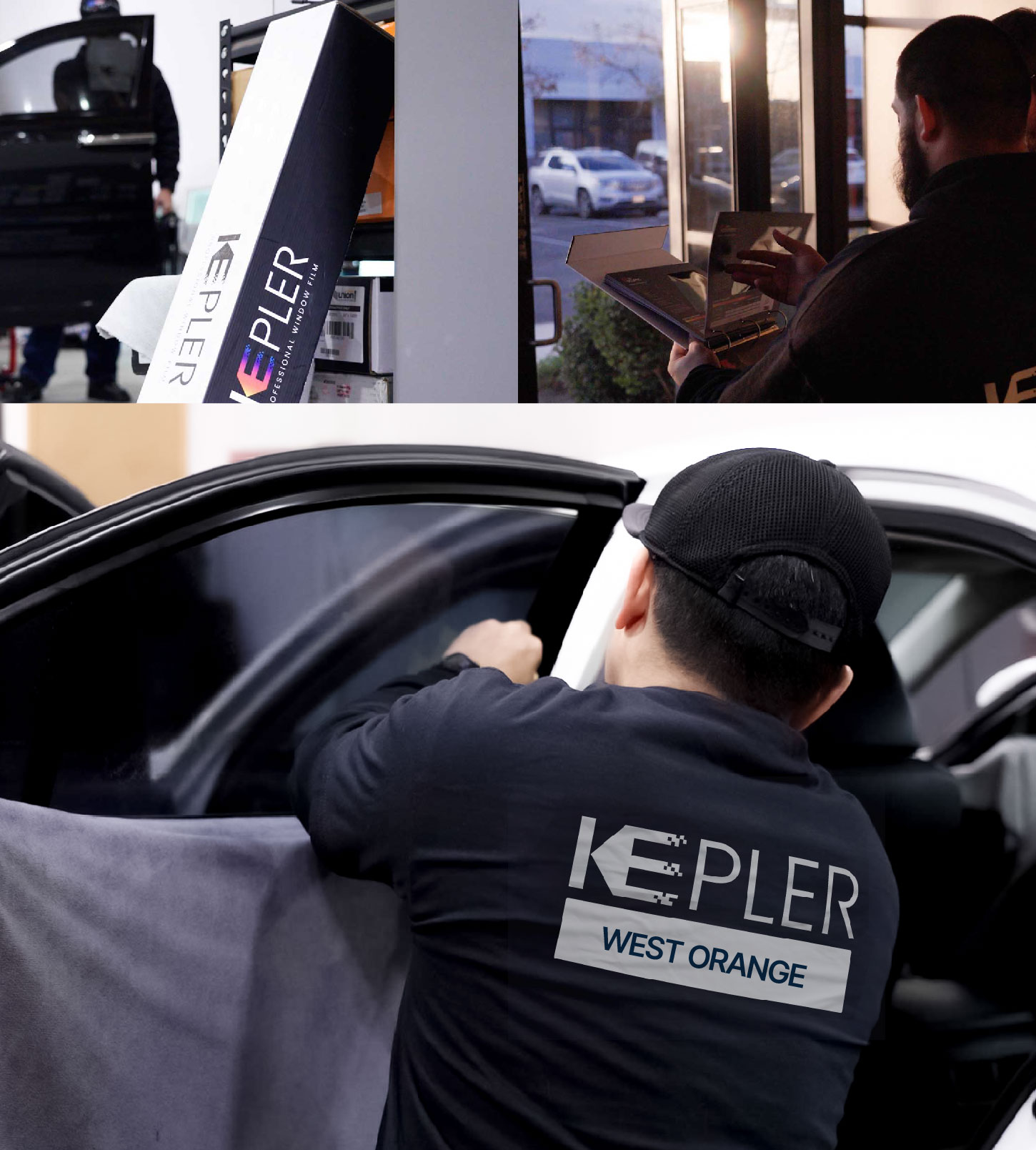 Automotive Window Tinting Expert Applying Film in West Orange, New Jersey