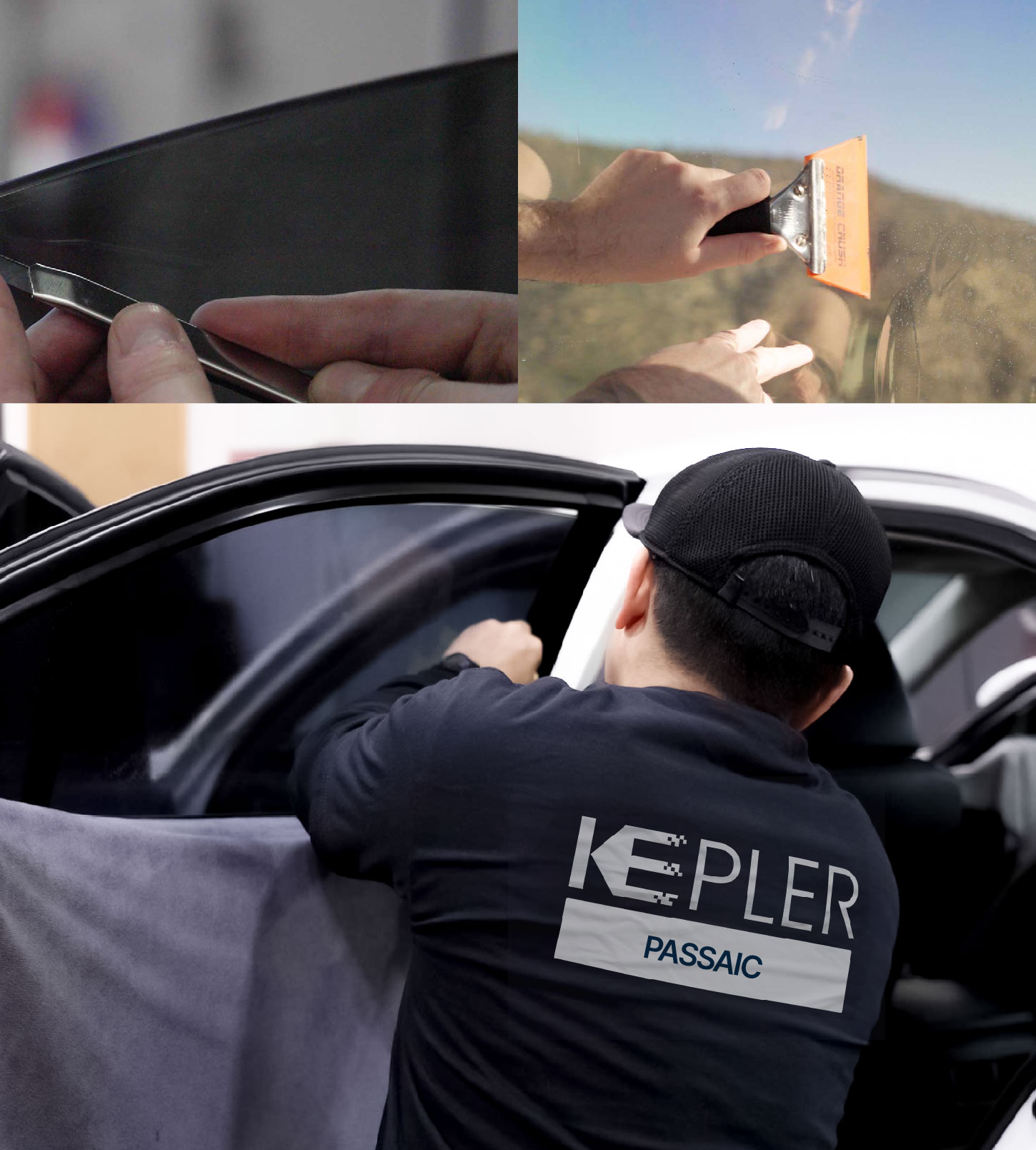 Automotive Window Tinting Expert Applying Film in Passaic, New Jersey