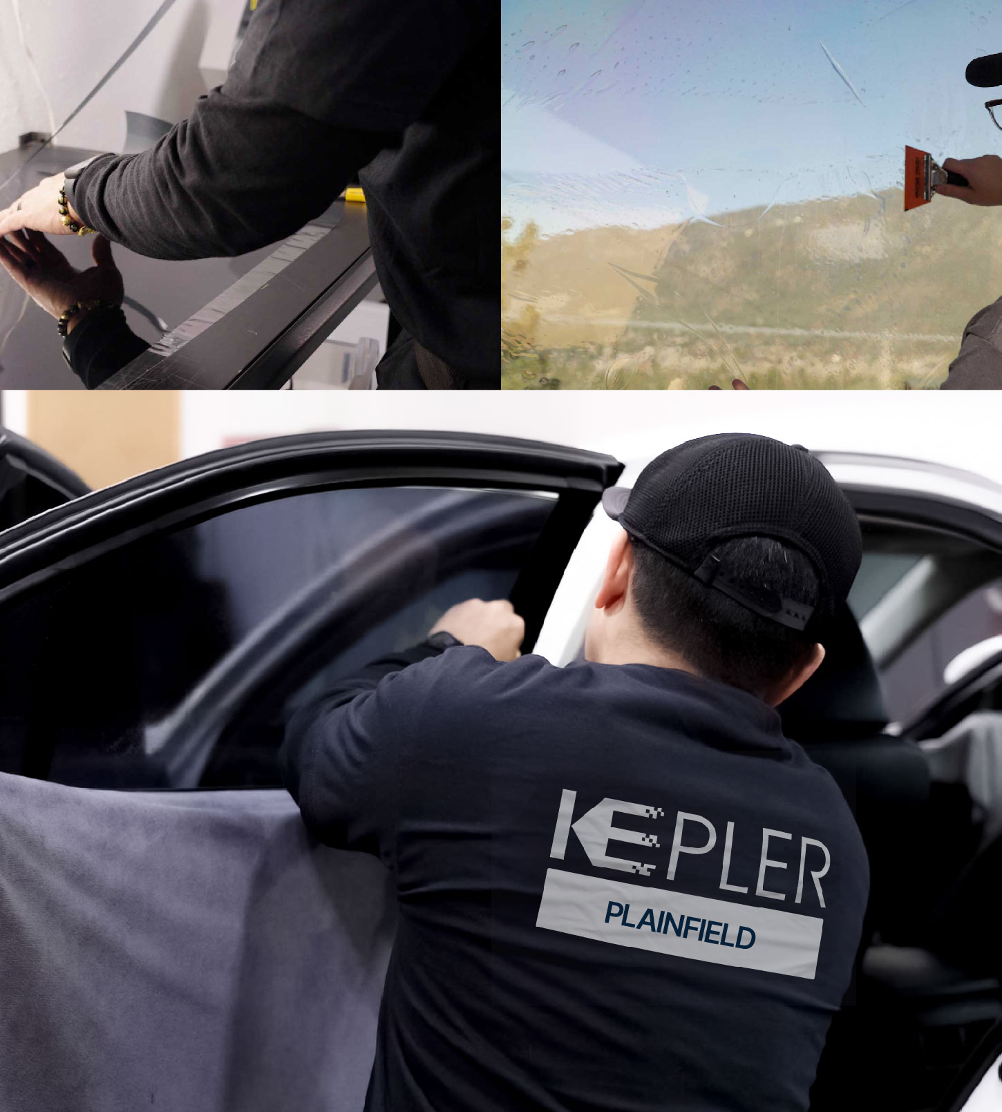 Automotive Window Tinting Expert Applying Film in Plainfield, New Jersey
