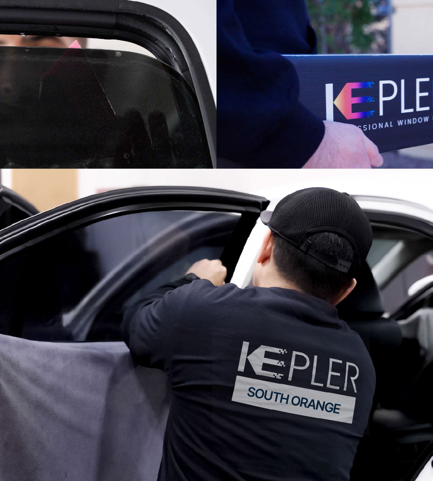 Automotive Window Tinting Expert Applying Film in South Orange, New Jersey