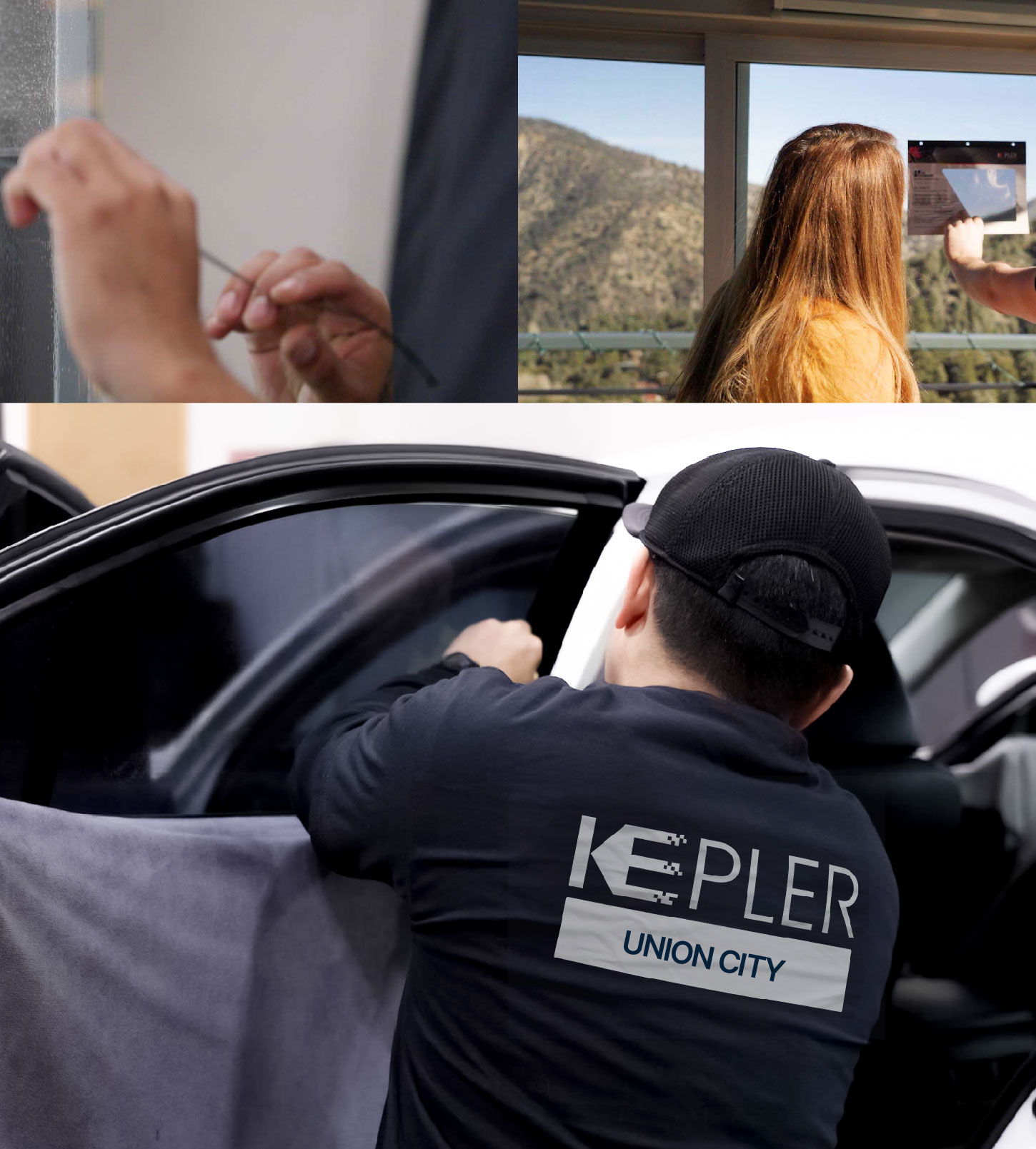 Automotive Window Tinting Expert Applying Film in Union City, New Jersey
