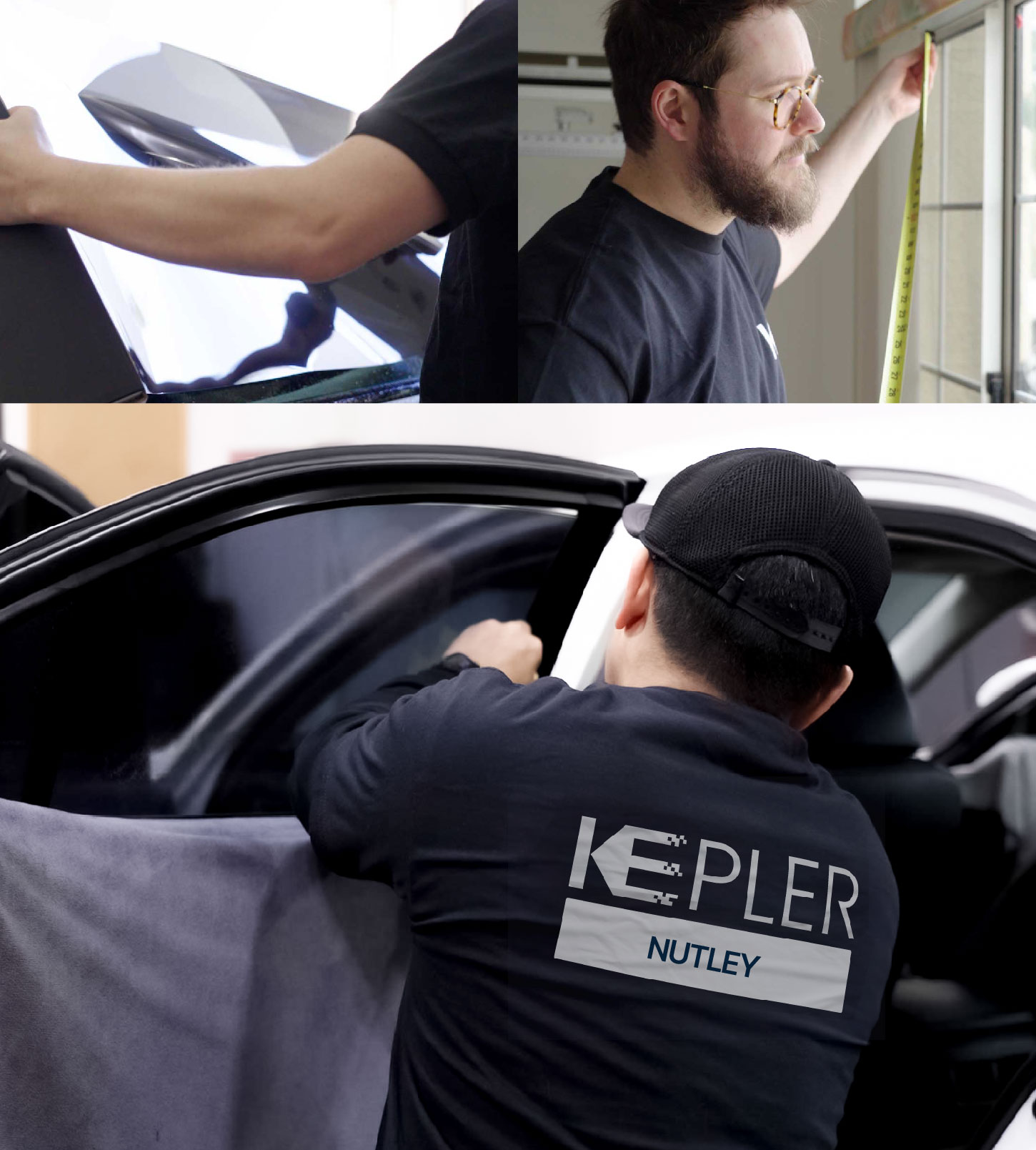 Automotive Window Tinting Expert Applying Film in Nutley, New Jersey