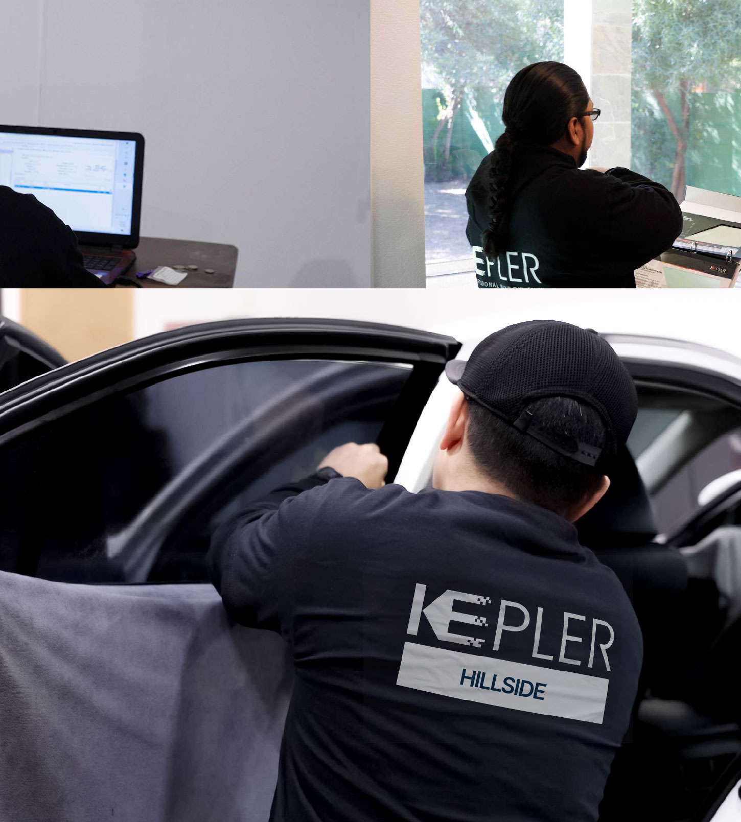Automotive Window Tinting Expert Applying Film in Hillside, New Jersey