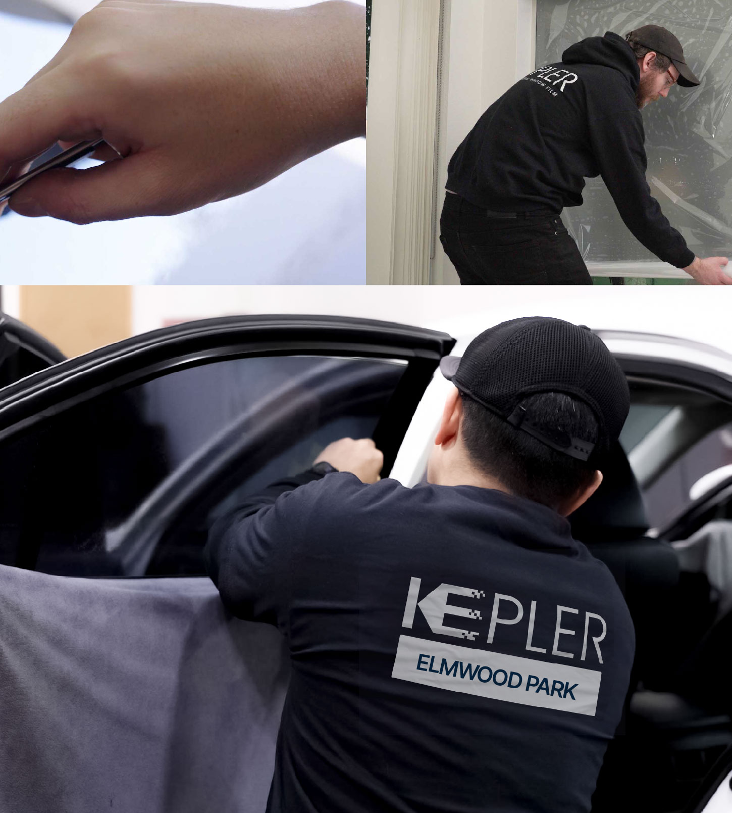 Automotive Window Tinting Expert Applying Film in Elmwood Park, New Jersey