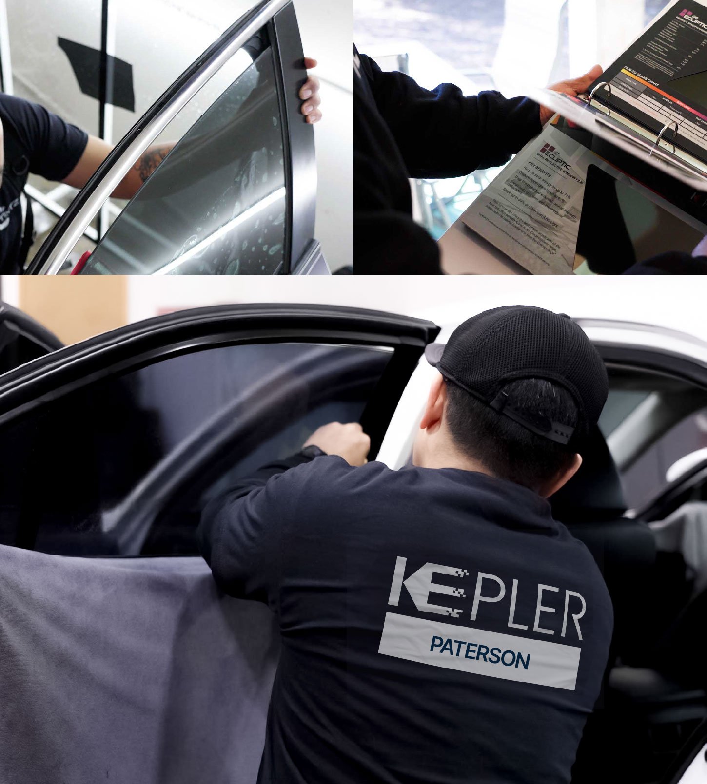 Automotive Window Tinting Expert Applying Film in Paterson, New Jersey