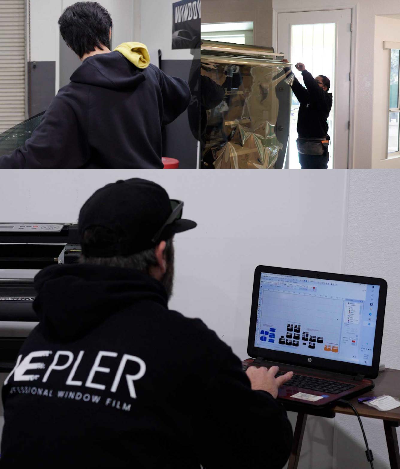 Ceramic Window Tinting Expert Cutting Film in Brick, New Jersey