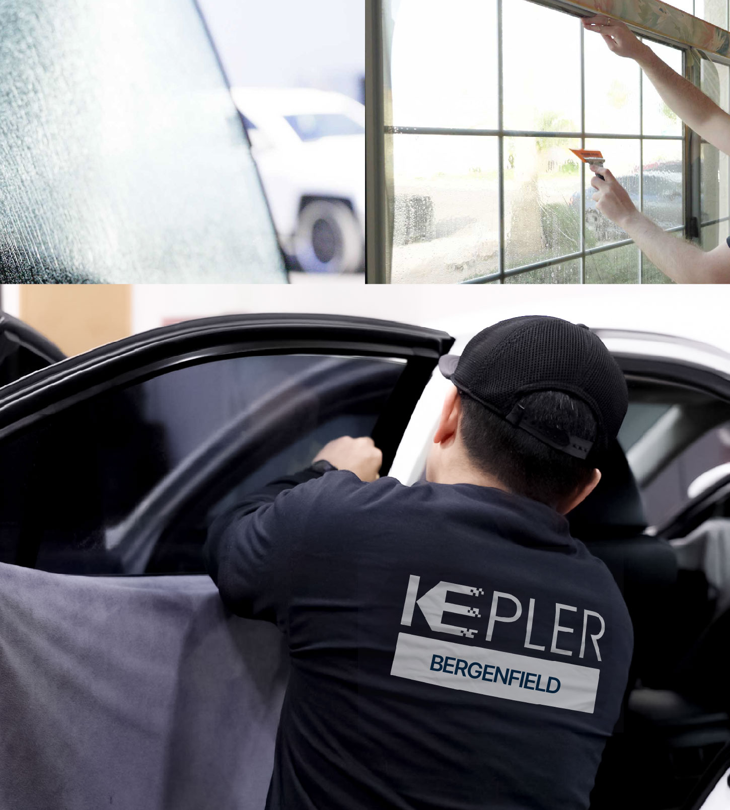 Automotive Window Tinting Expert Applying Film in Bergenfield, New Jersey