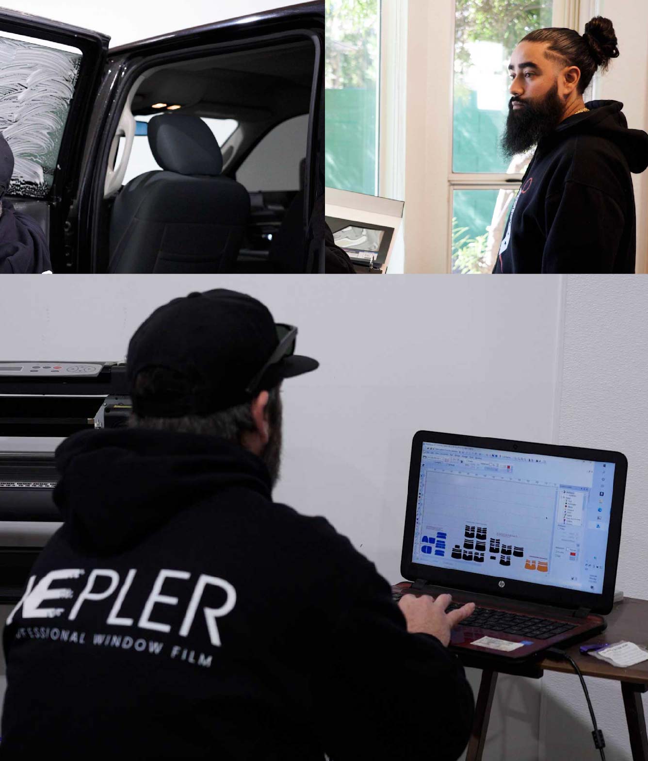 Ceramic Window Tinting Expert Cutting Film in Edison, New Jersey