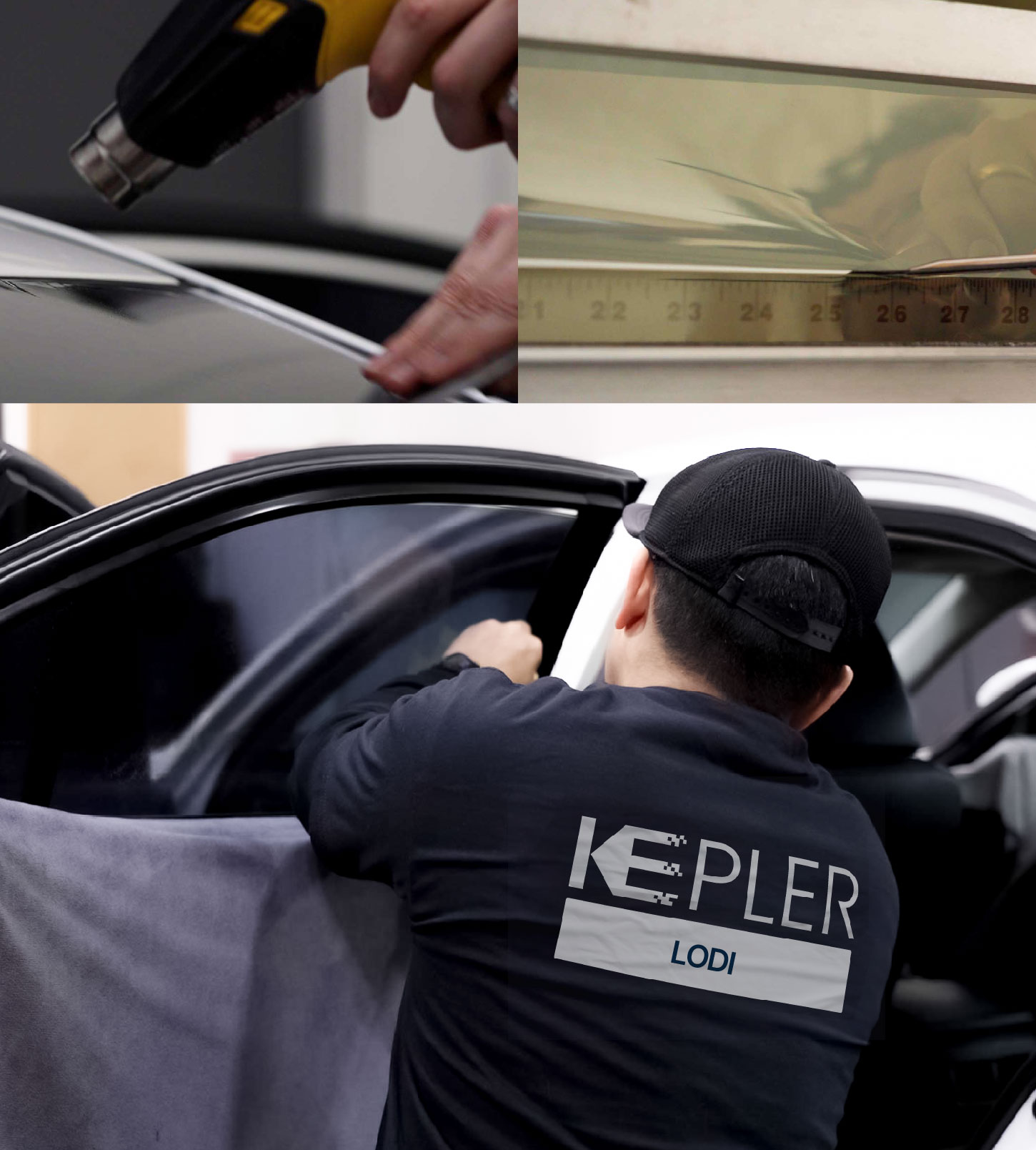 Automotive Window Tinting Expert Applying Film in Lodi, New Jersey