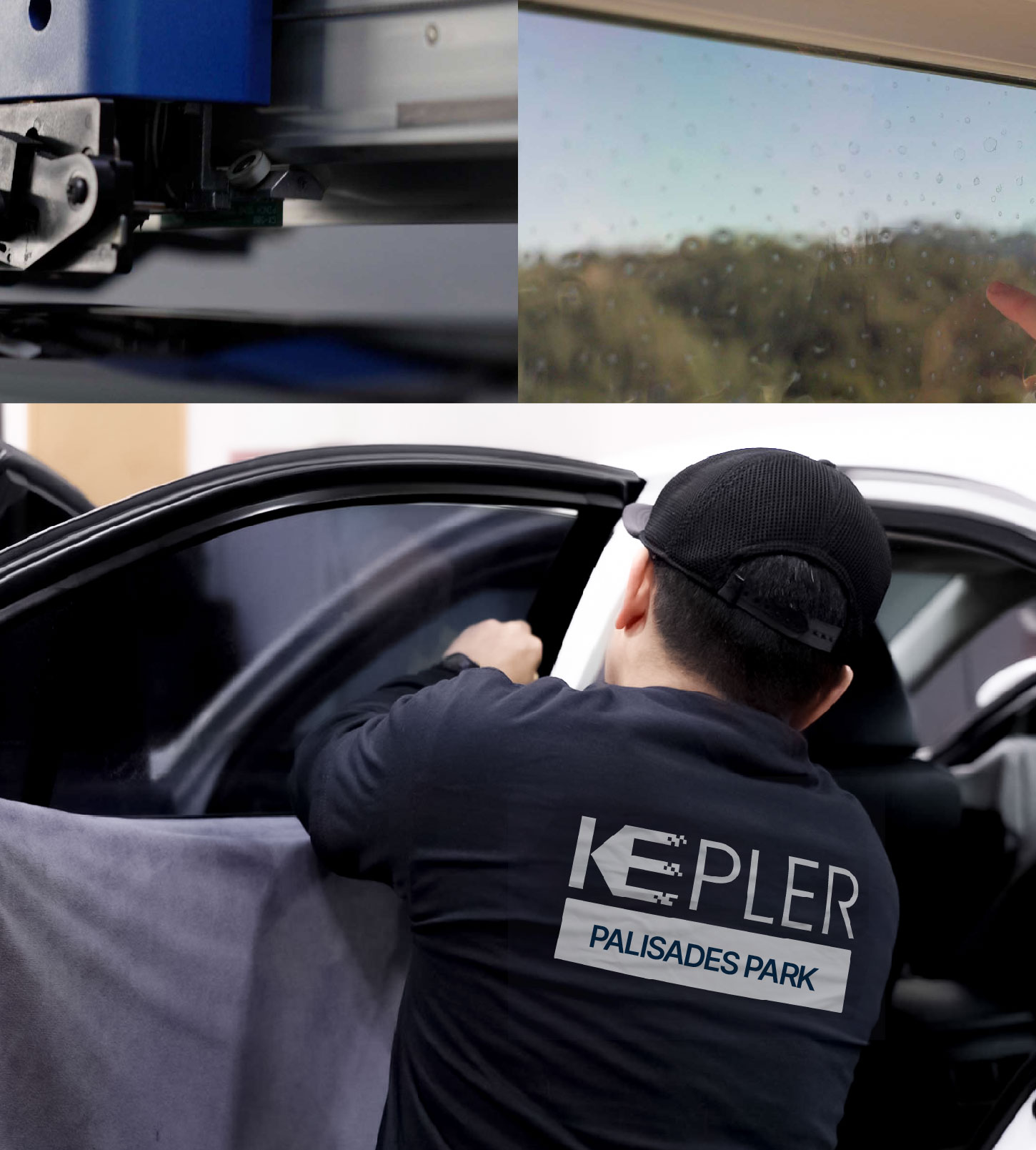 Automotive Window Tinting Expert Applying Film in Palisades Park, New Jersey