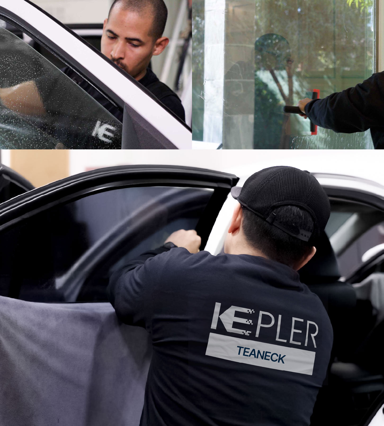 Automotive Window Tinting Expert Applying Film in Teaneck, New Jersey