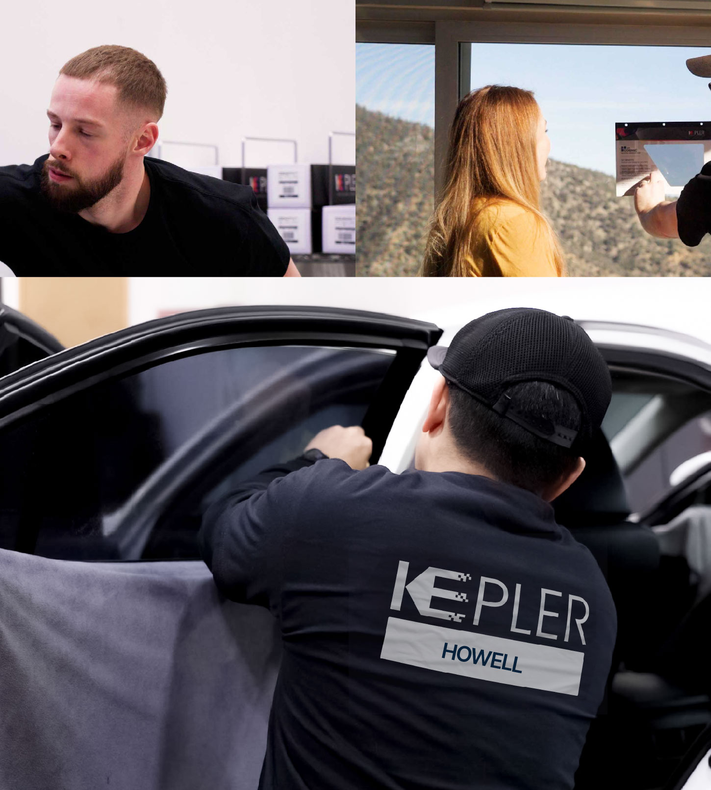 Automotive Window Tinting Expert Applying Film in Howell, New Jersey