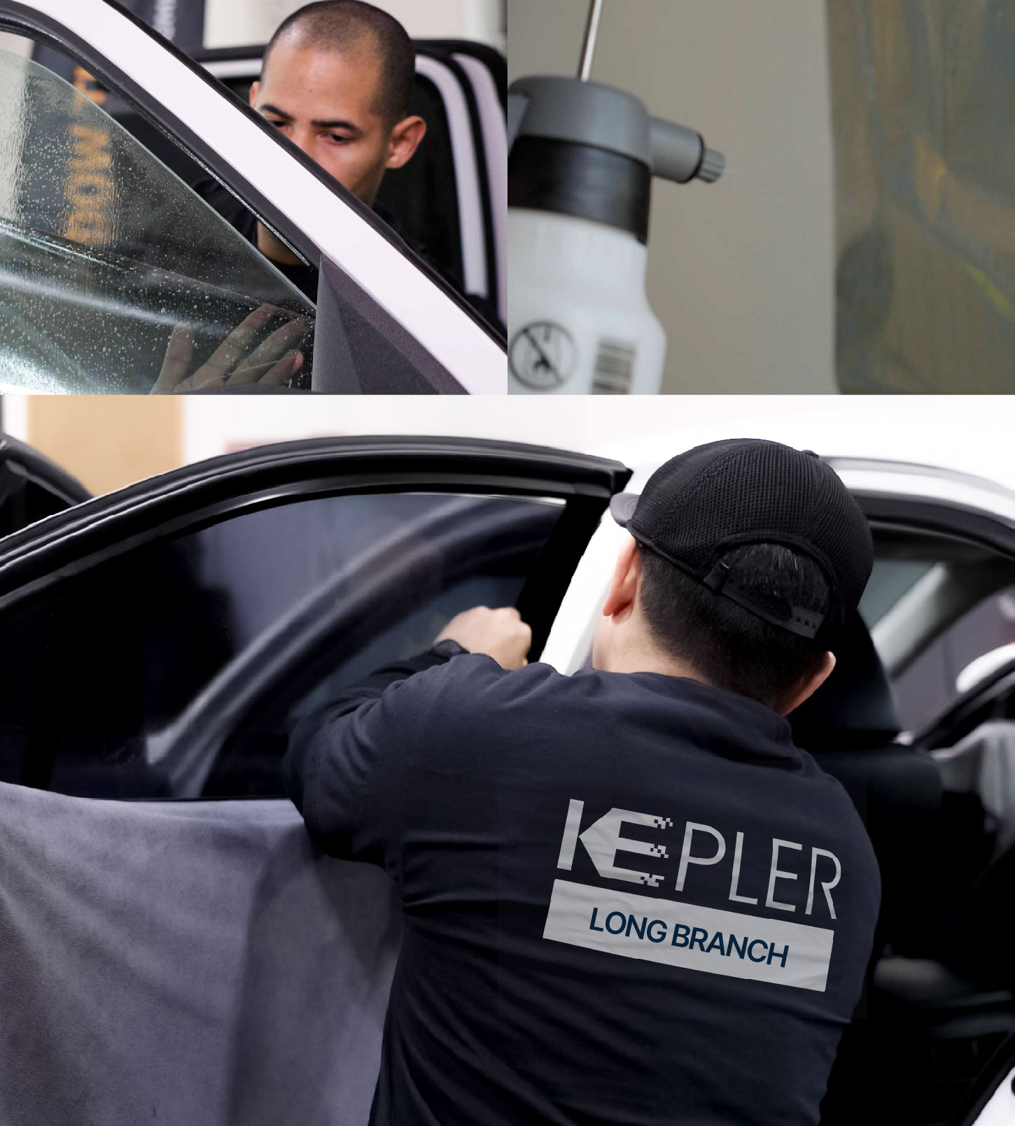 Automotive Window Tinting Expert Applying Film in Long Branch, New Jersey