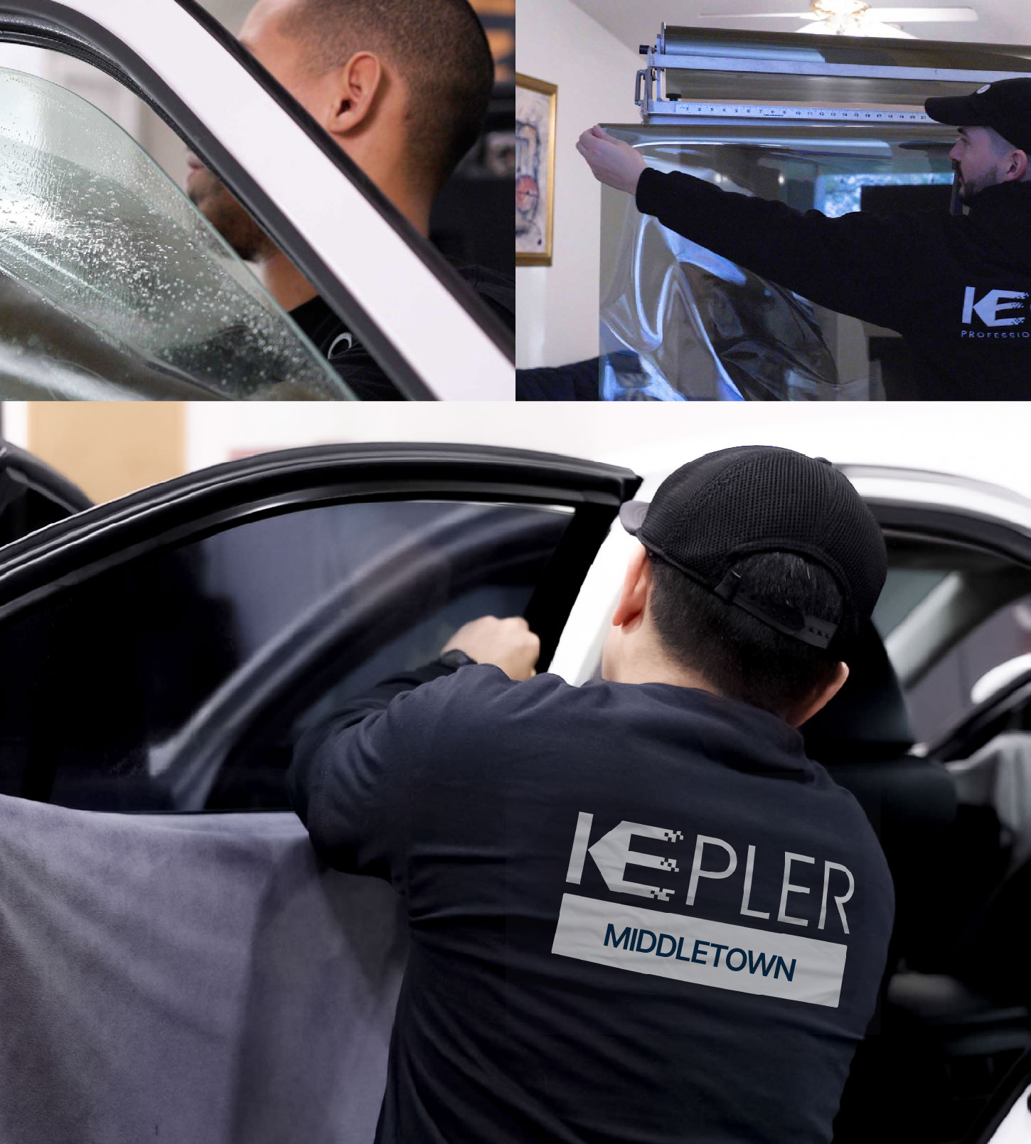 Automotive Window Tinting Expert Applying Film in Middletown, New Jersey