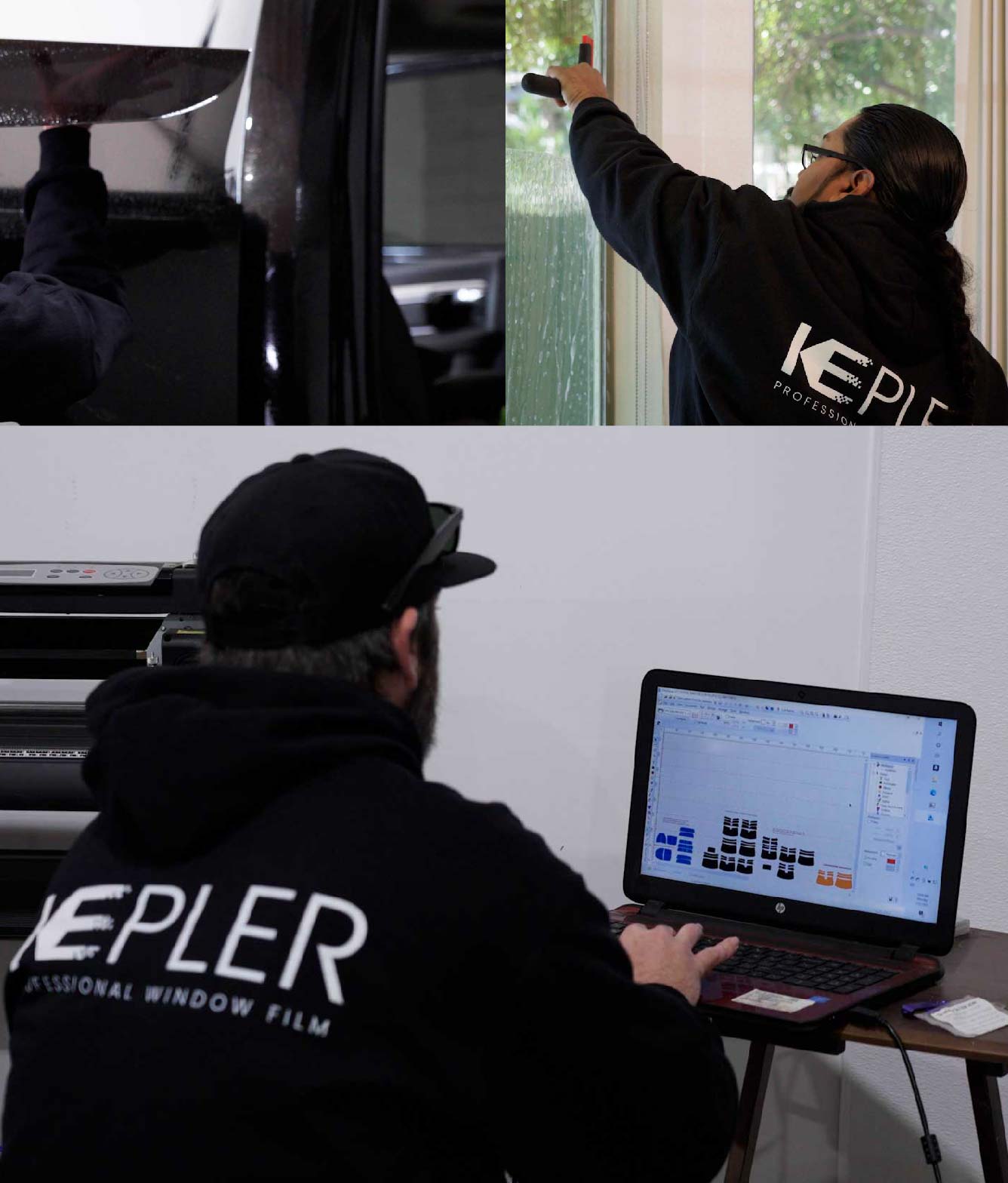 Ceramic Window Tinting Expert Cutting Film in Port Chester, New York