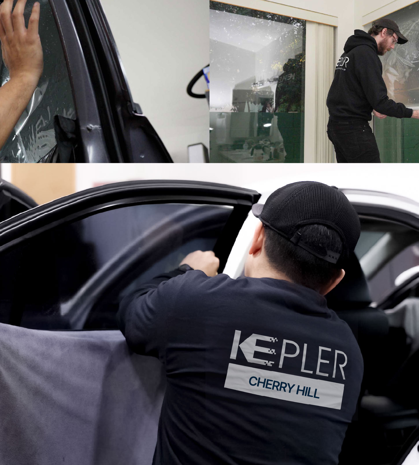 Automotive Window Tinting Expert Applying Film in Cherry Hill, New Jersey