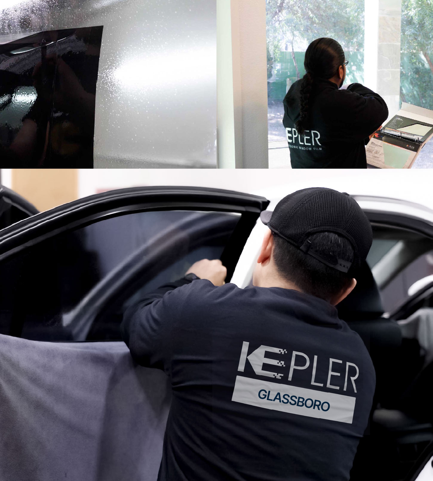 Automotive Window Tinting Expert Applying Film in Glassboro, New Jersey