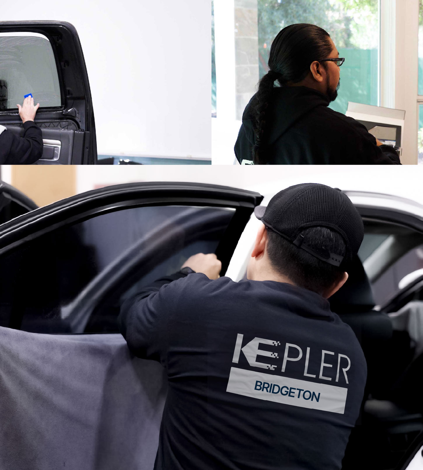 Automotive Window Tinting Expert Applying Film in Bridgeton, New Jersey
