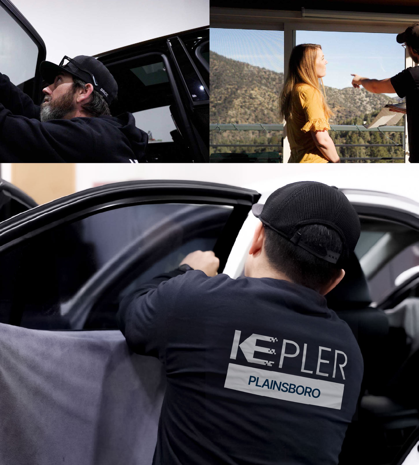 Automotive Window Tinting Expert Applying Film in Plainsboro, New Jersey
