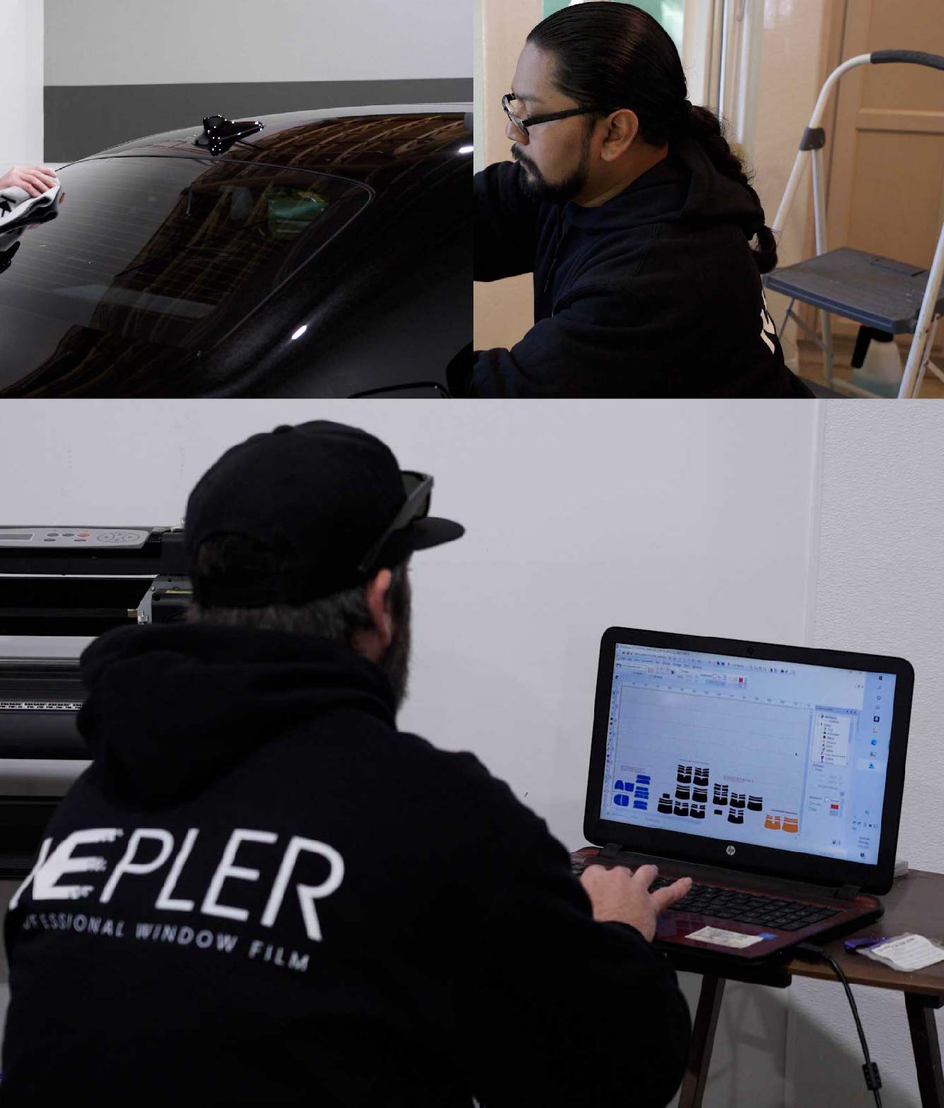 Ceramic Window Tinting Expert Cutting Film in Rego Park, New York