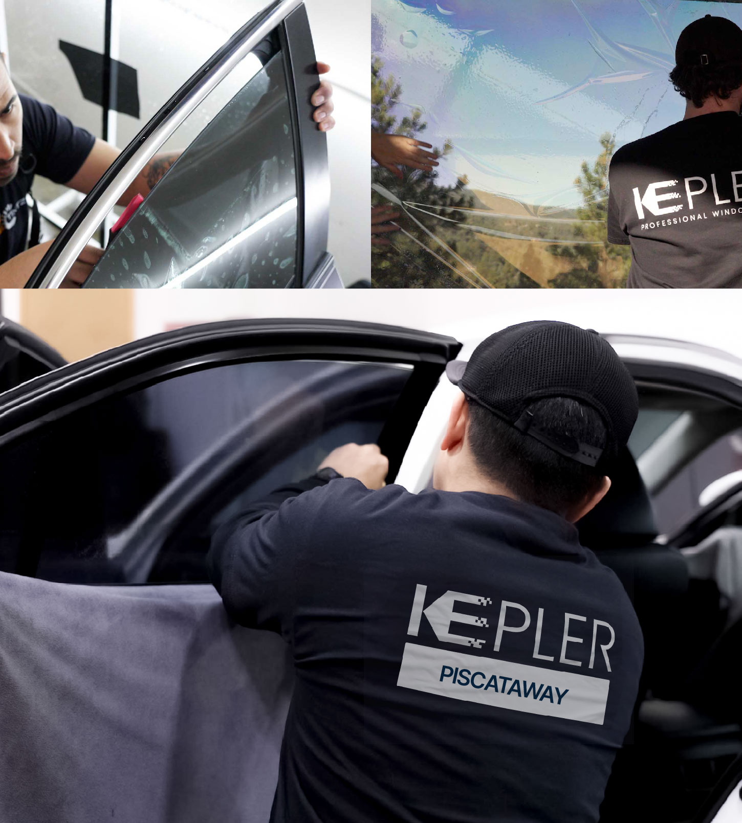 Automotive Window Tinting Expert Applying Film in Piscataway, New Jersey