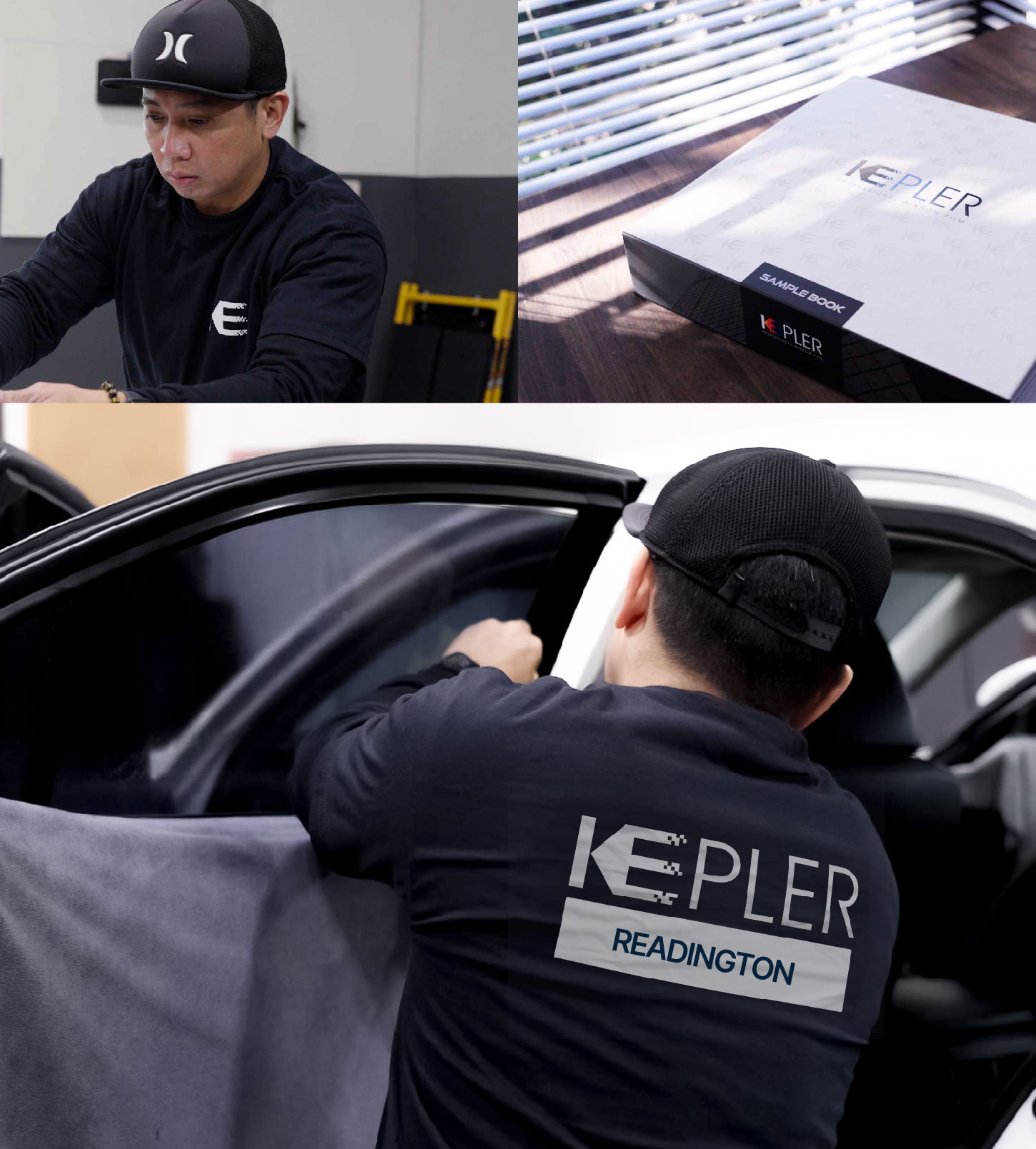 Automotive Window Tinting Expert Applying Film in Readington, New Jersey