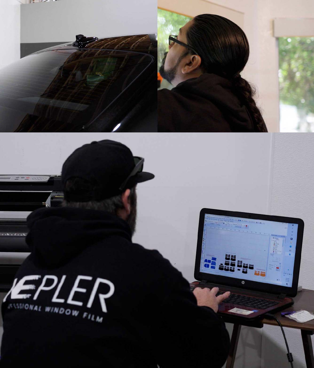 Ceramic Window Tinting Expert Cutting Film in Queens Village, New York