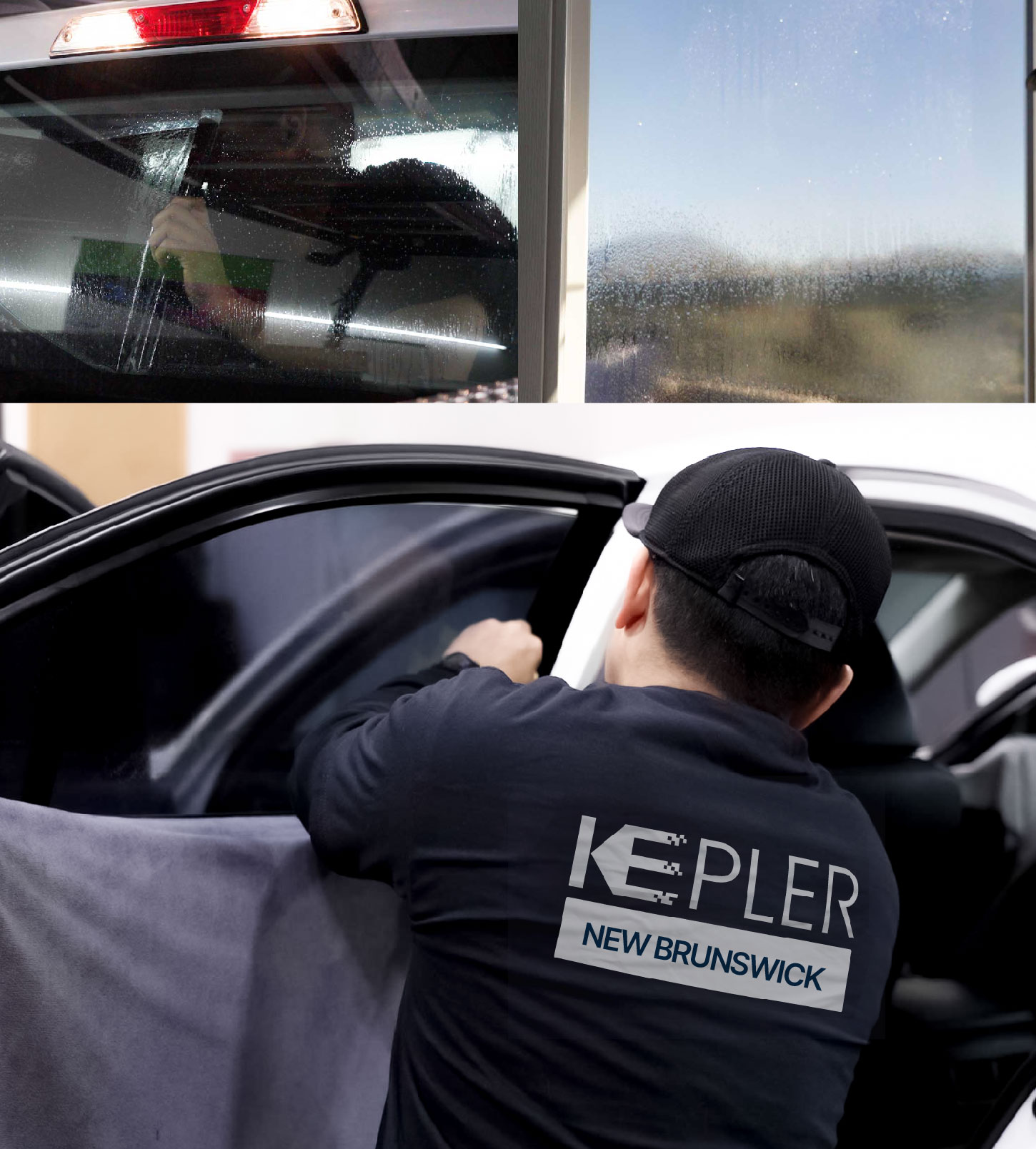 Automotive Window Tinting Expert Applying Film in New Brunswick, New Jersey