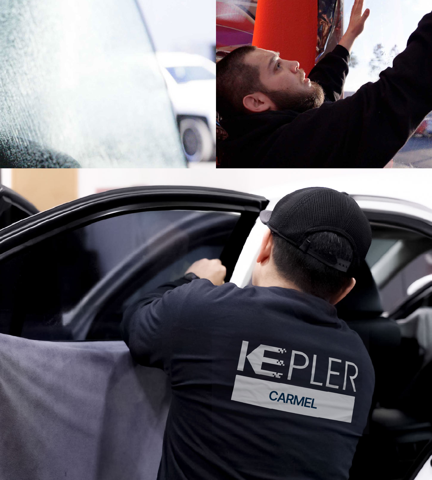 Automotive Window Tinting Expert Applying Film in Carmel, New York