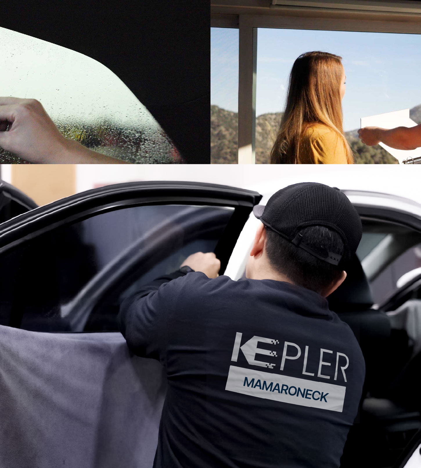 Automotive Window Tinting Expert Applying Film in Mamaroneck, New York