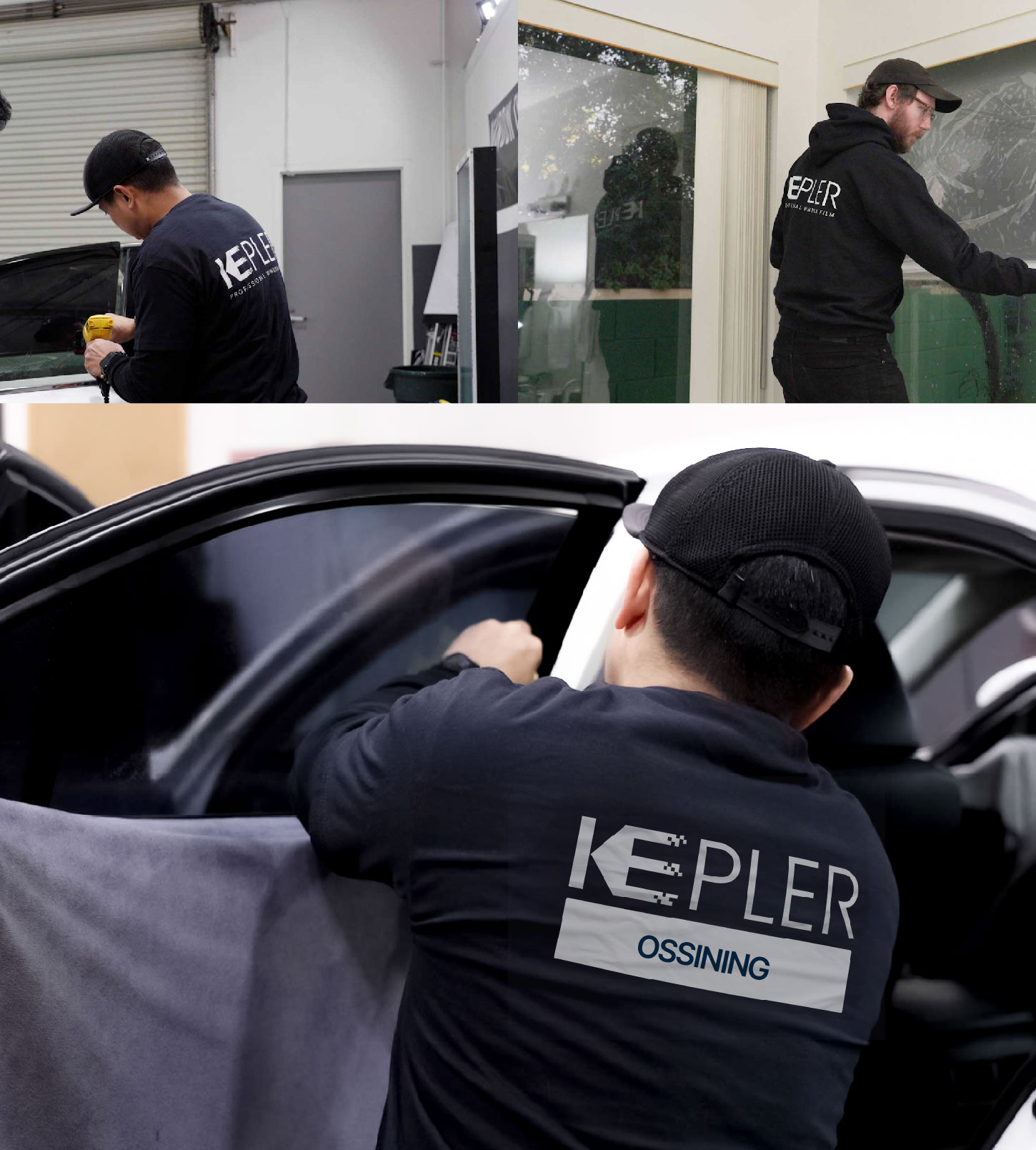 Automotive Window Tinting Expert Applying Film in Ossining, New York