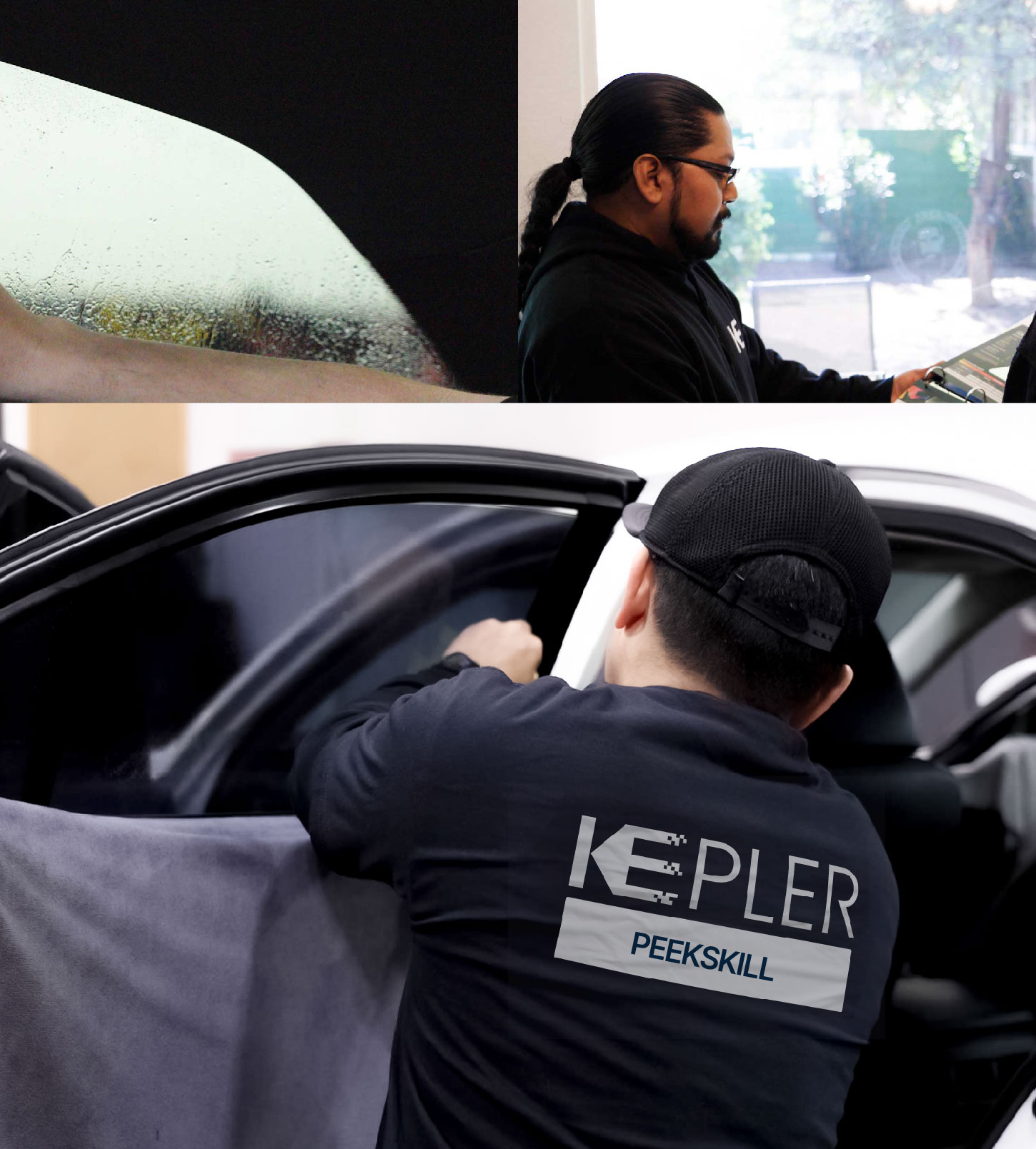 Automotive Window Tinting Expert Applying Film in Peekskill, New York