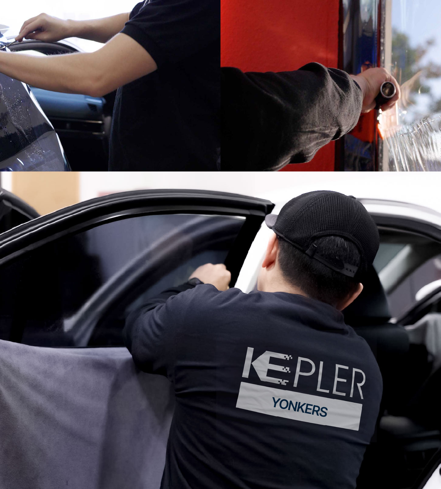 Automotive Window Tinting Expert Applying Film in Yonkers, New York