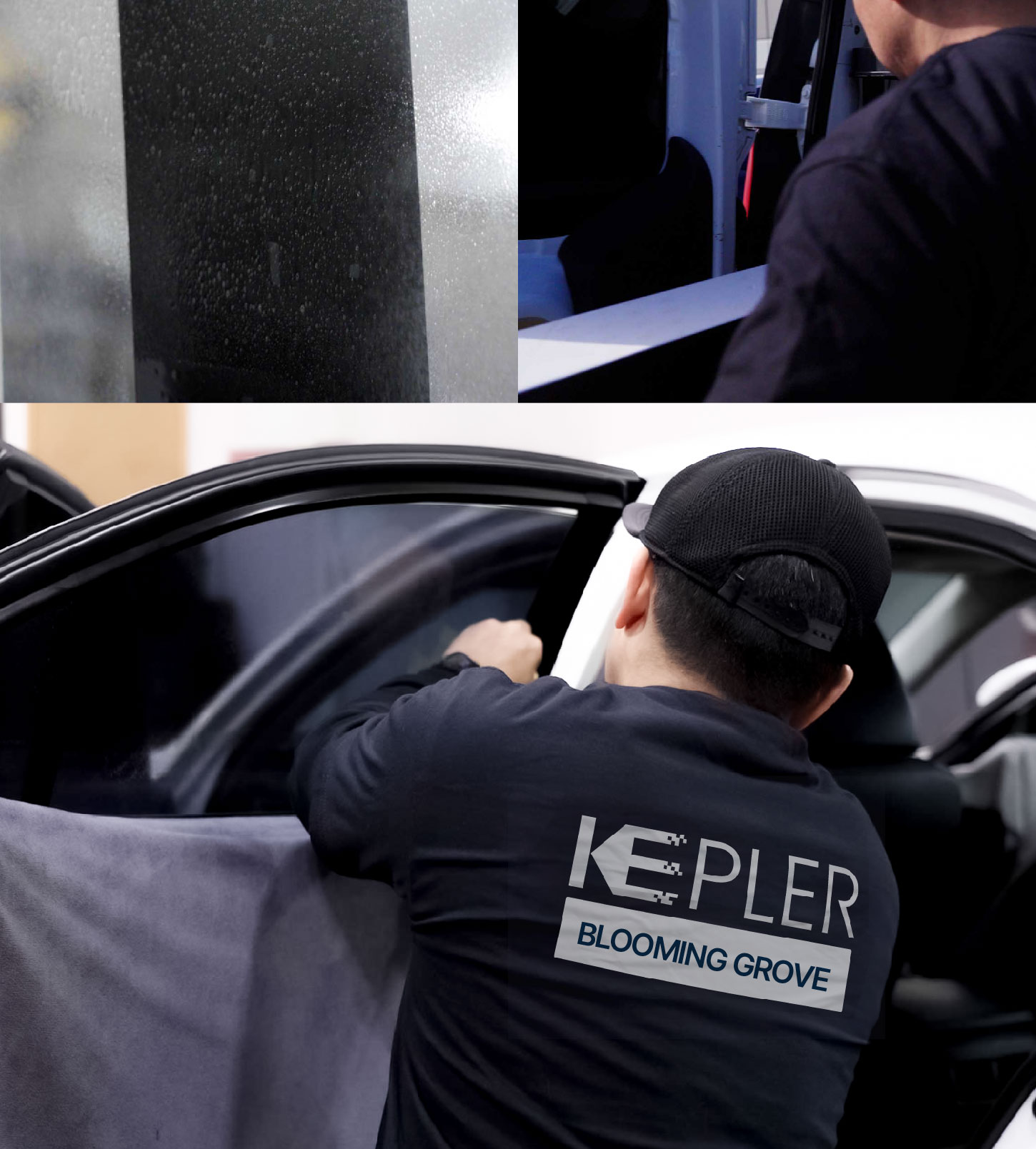 Automotive Window Tinting Expert Applying Film in Blooming Grove, New York