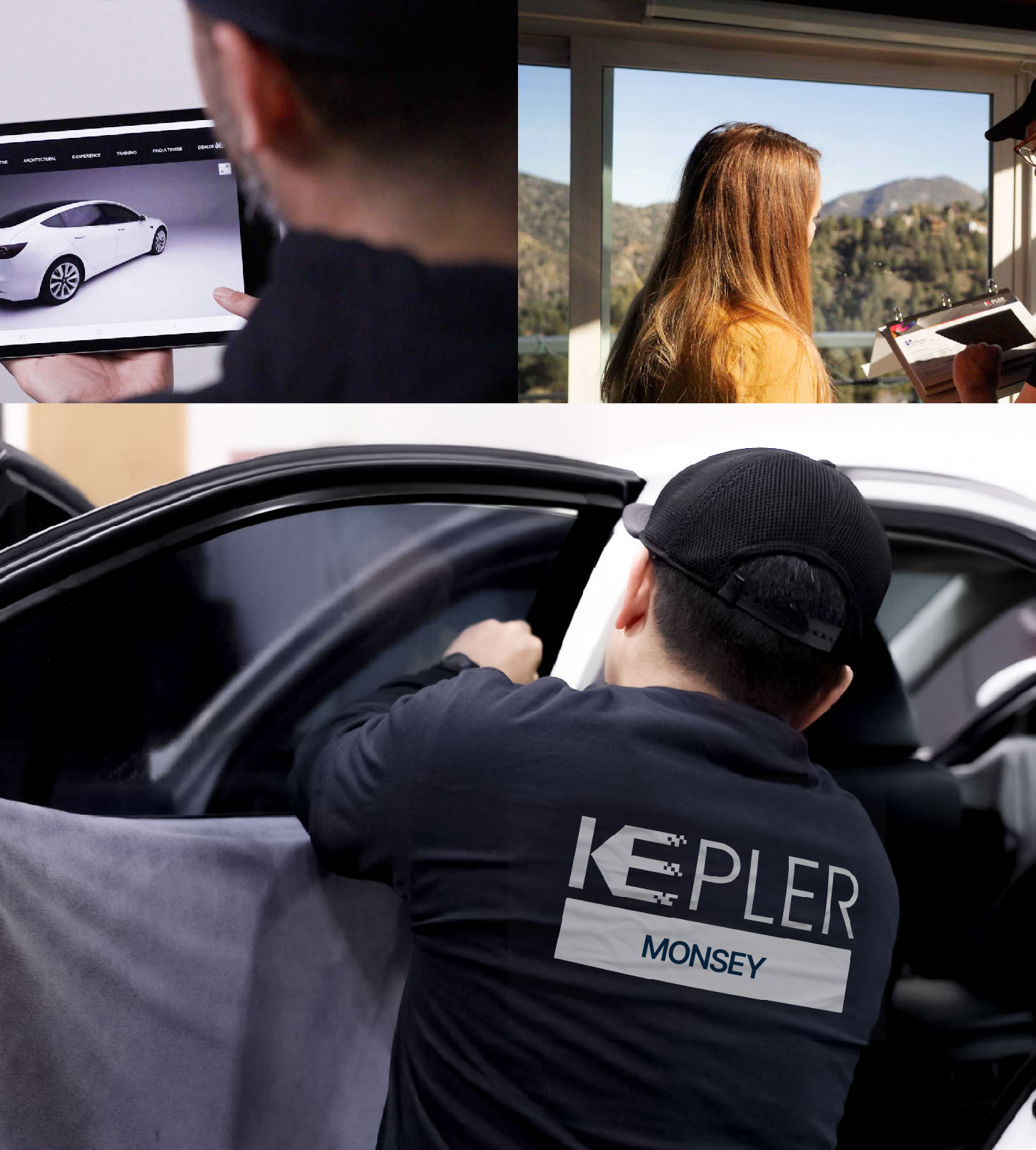 Automotive Window Tinting Expert Applying Film in Monsey, New York