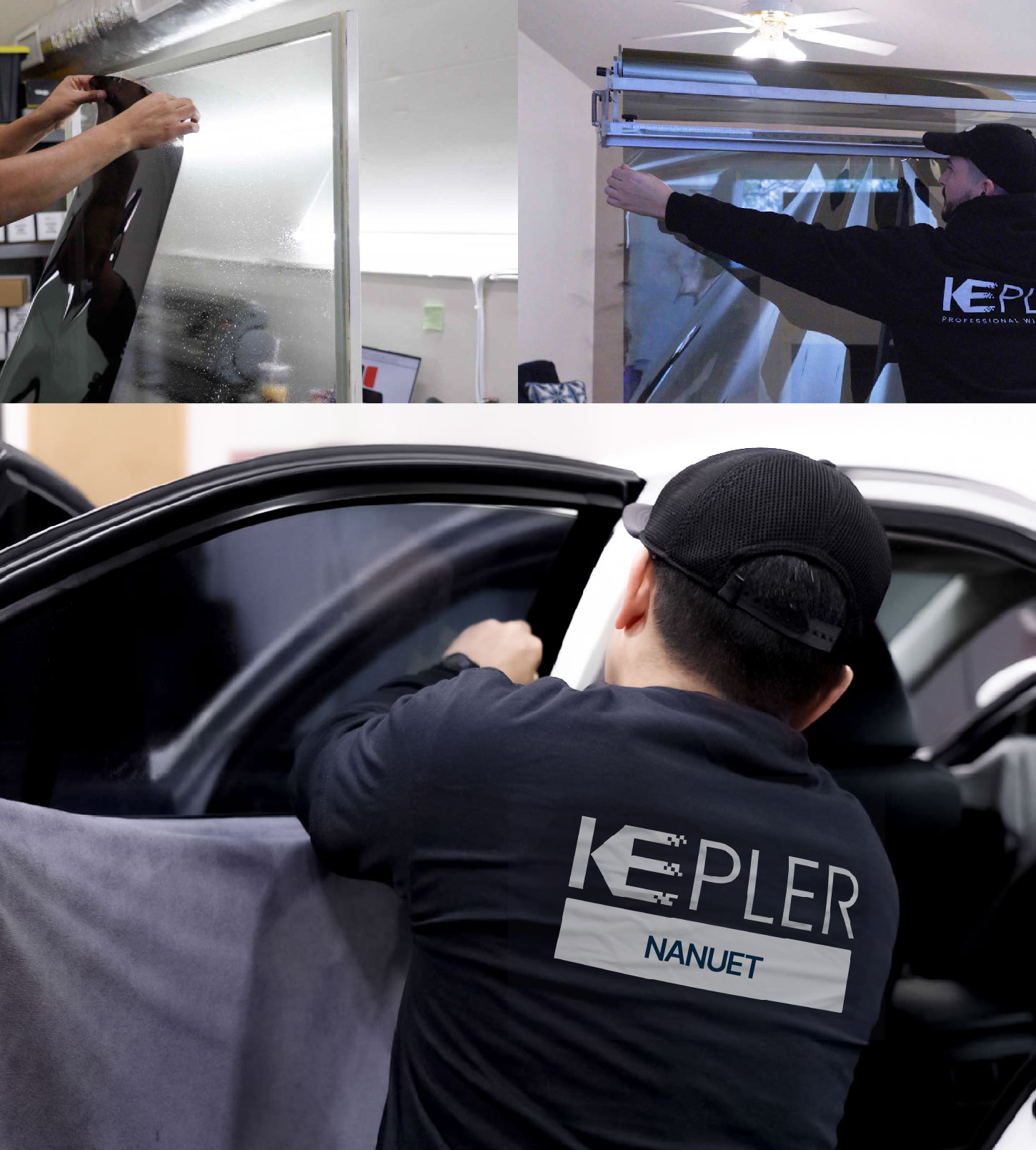 Automotive Window Tinting Expert Applying Film in Nanuet, New York