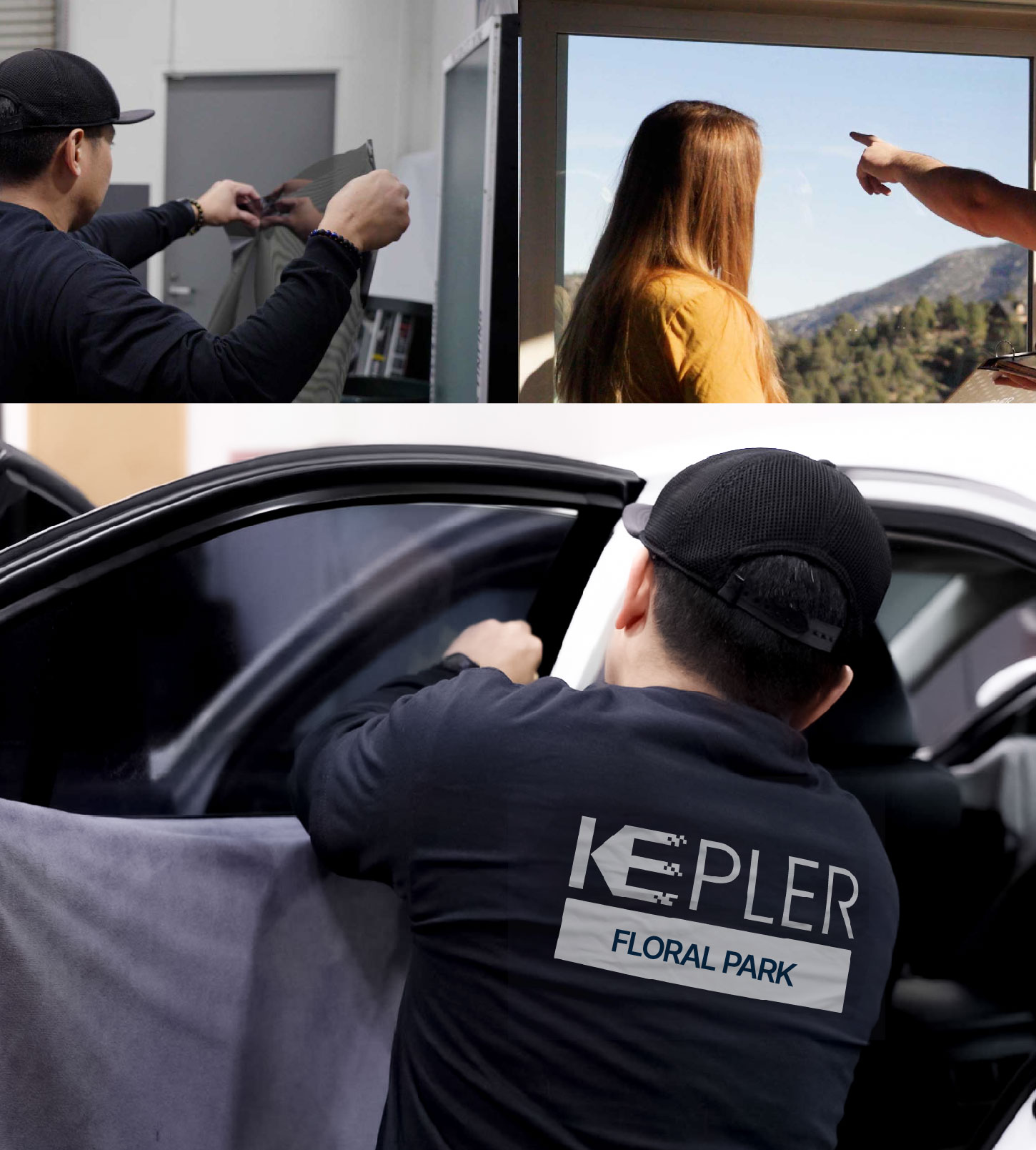 Automotive Window Tinting Expert Applying Film in Floral Park, New York