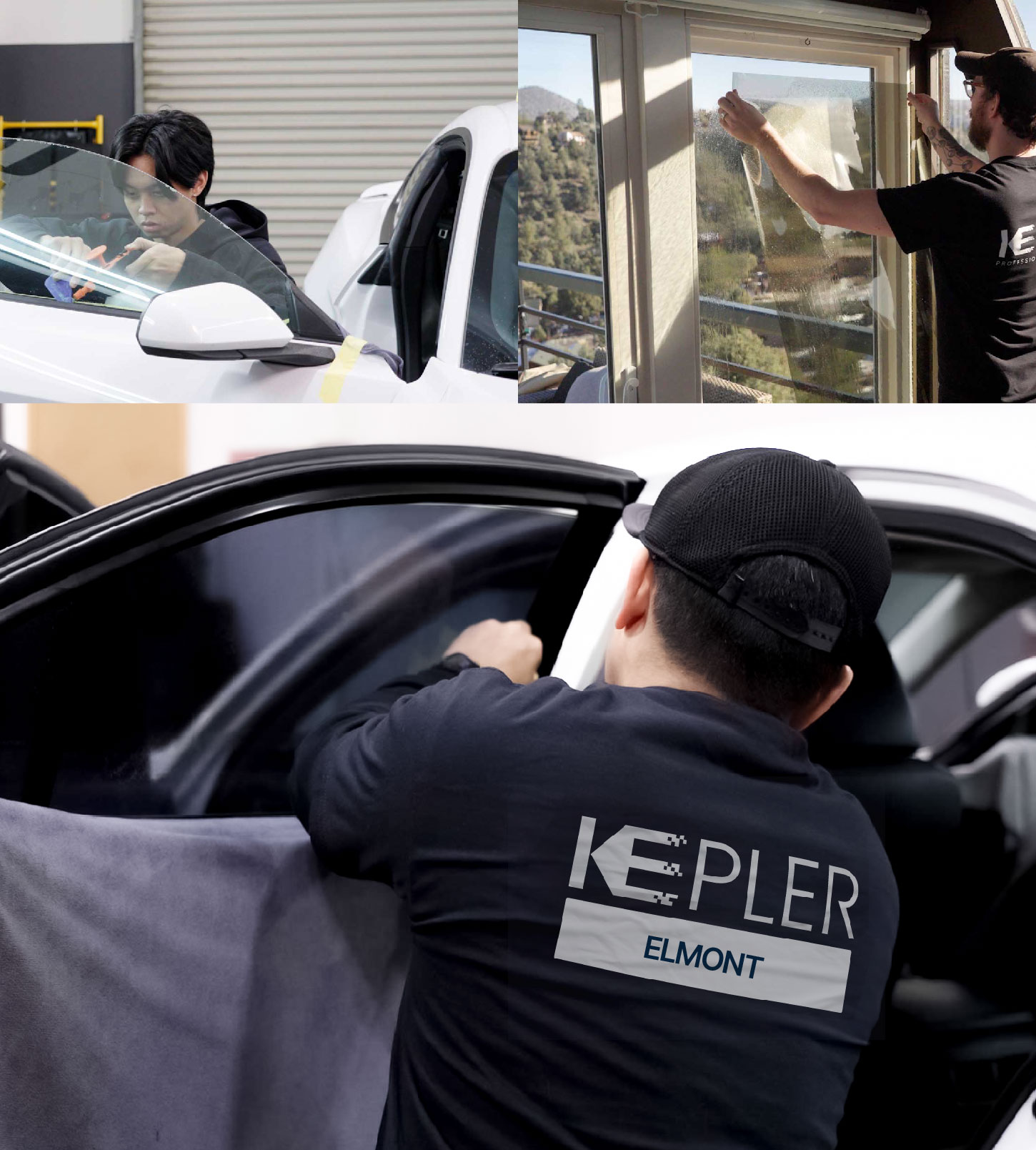 Automotive Window Tinting Expert Applying Film in Elmont, New York