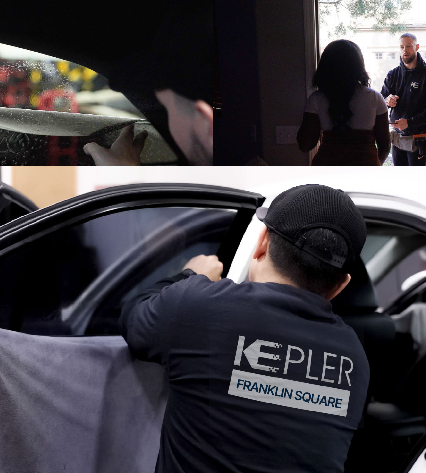 Automotive Window Tinting Expert Applying Film in Franklin Square, New York