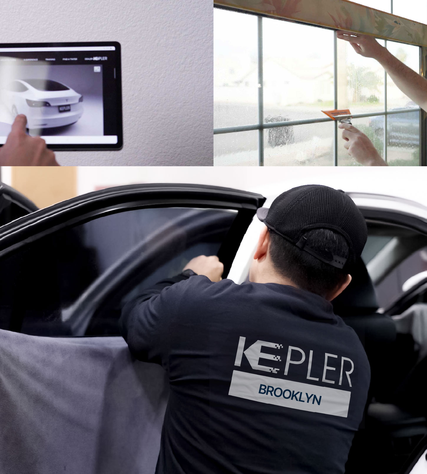 Automotive Window Tinting Expert Applying Film in Brooklyn, New York