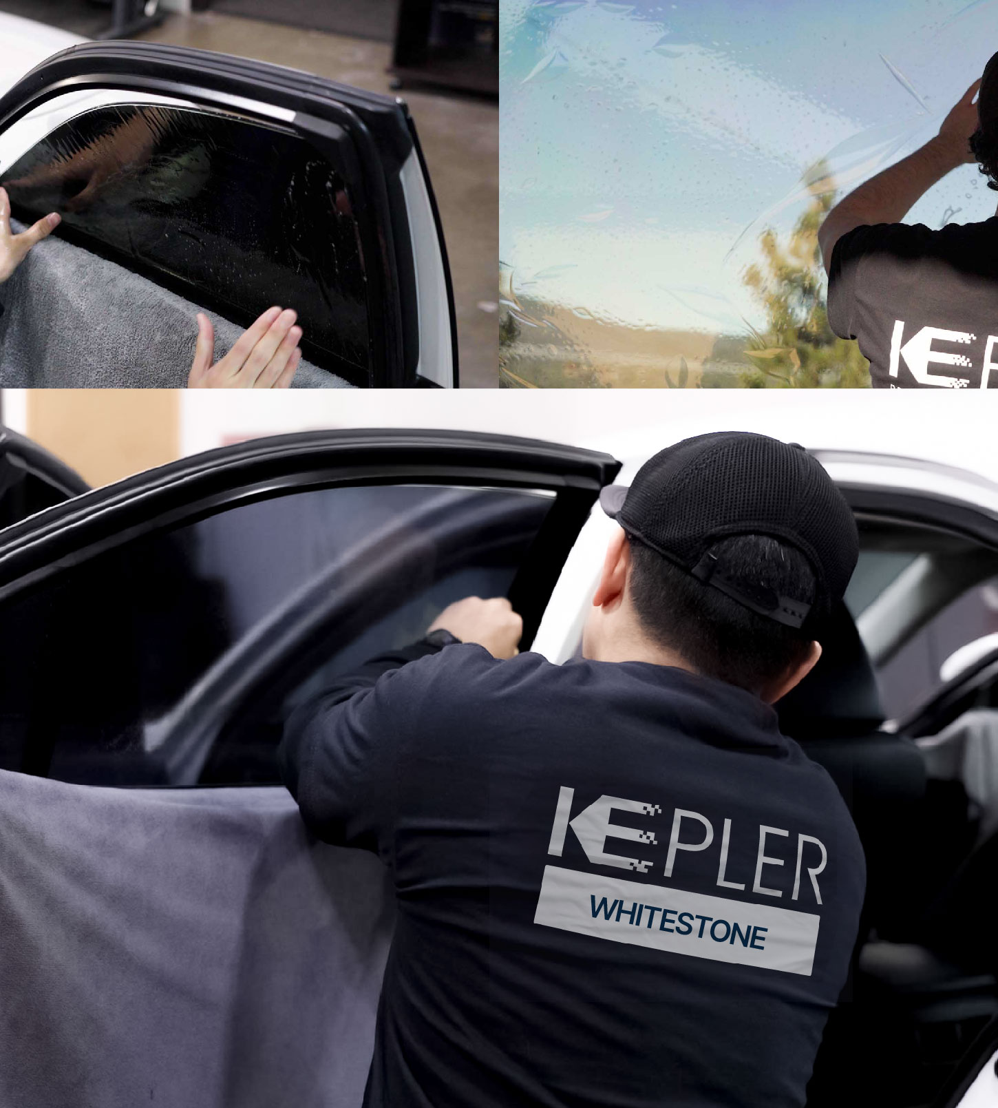 Automotive Window Tinting Expert Applying Film in Whitestone, New York