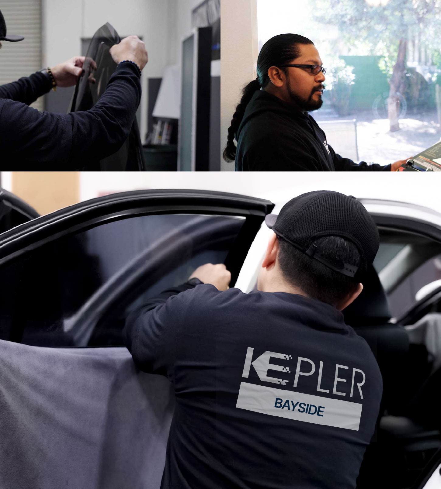 Automotive Window Tinting Expert Applying Film in Bayside, New York