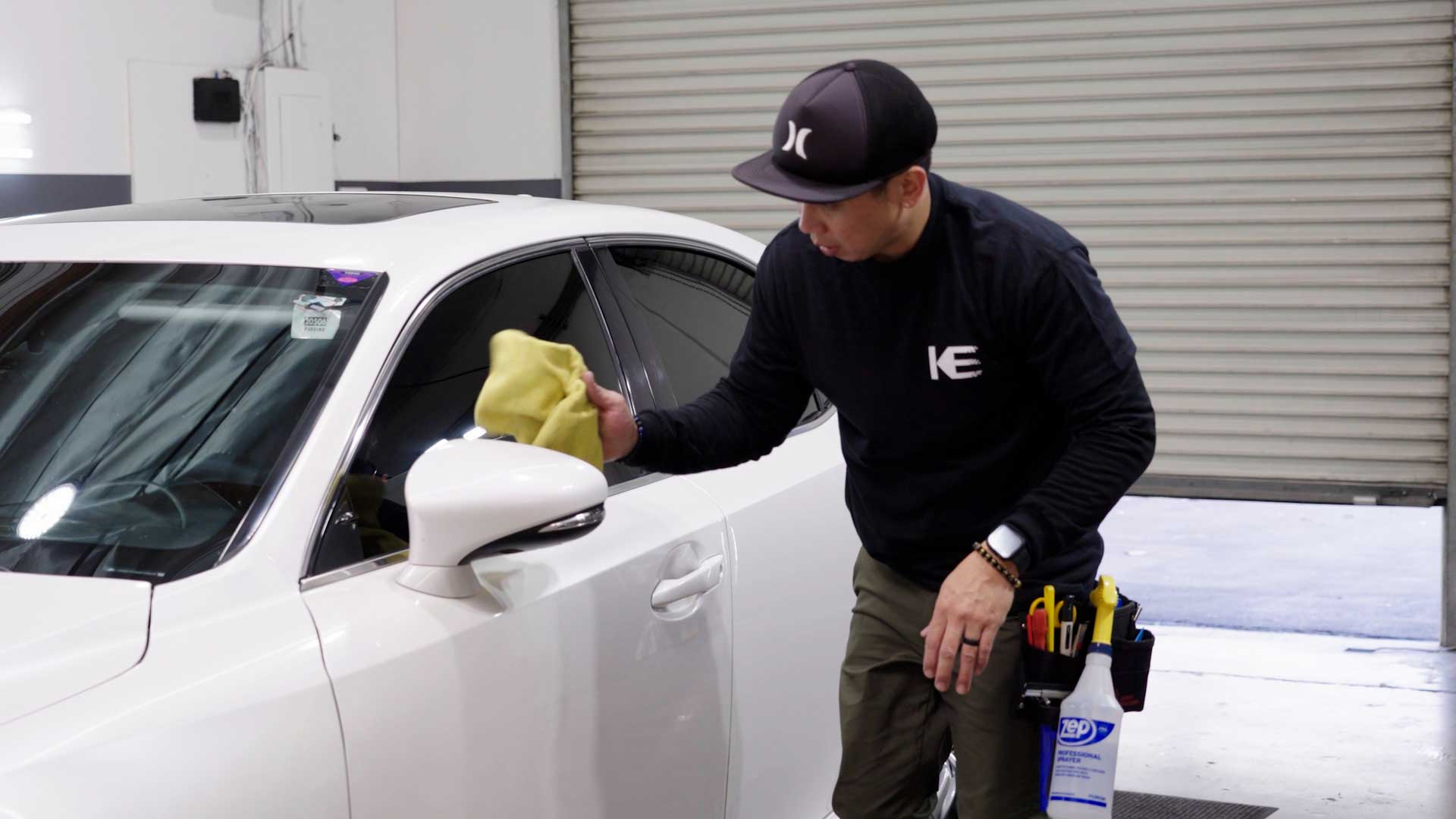 Expert Car Glass Tinting being cleaned after tinting in Medford