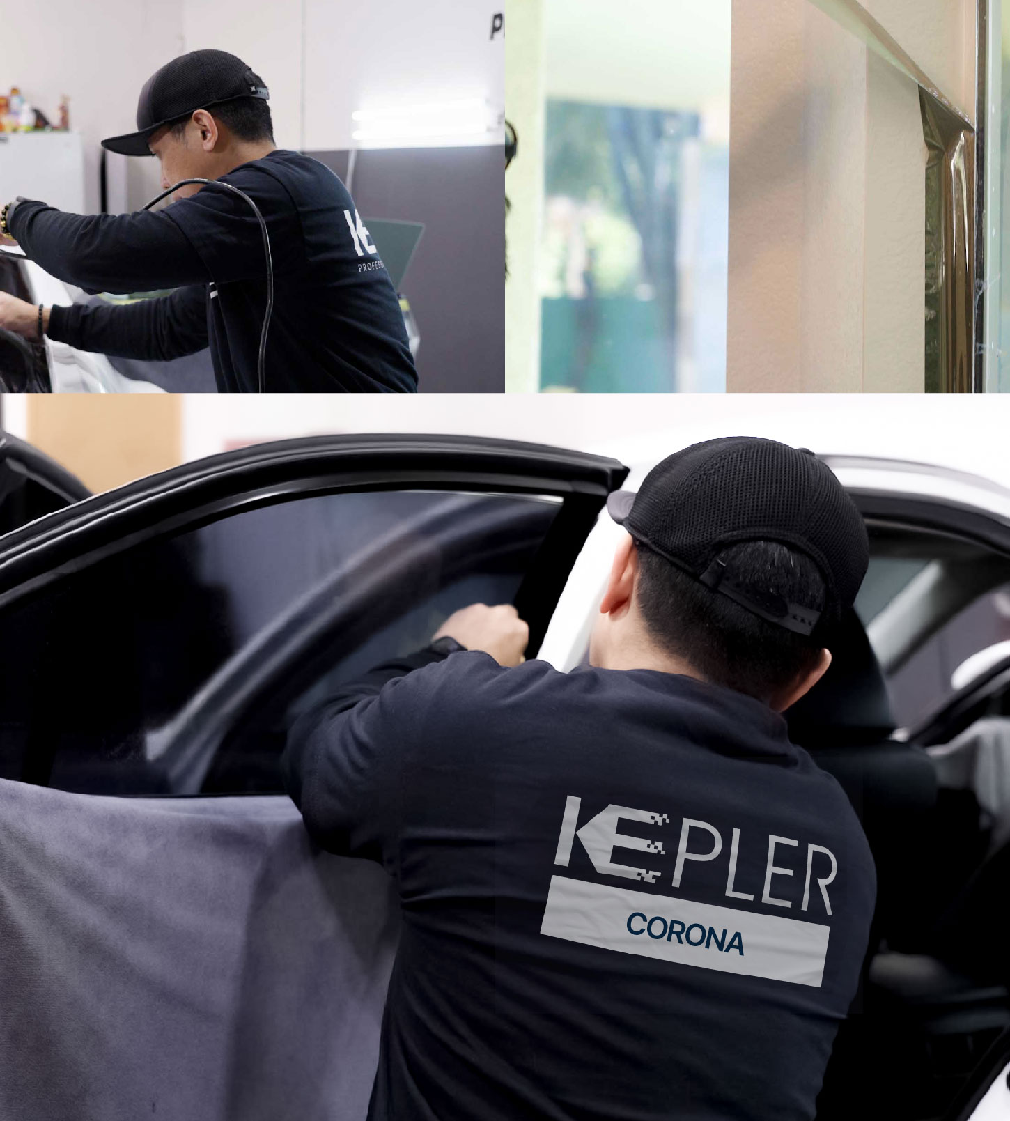 Automotive Window Tinting Expert Applying Film in Corona, New York