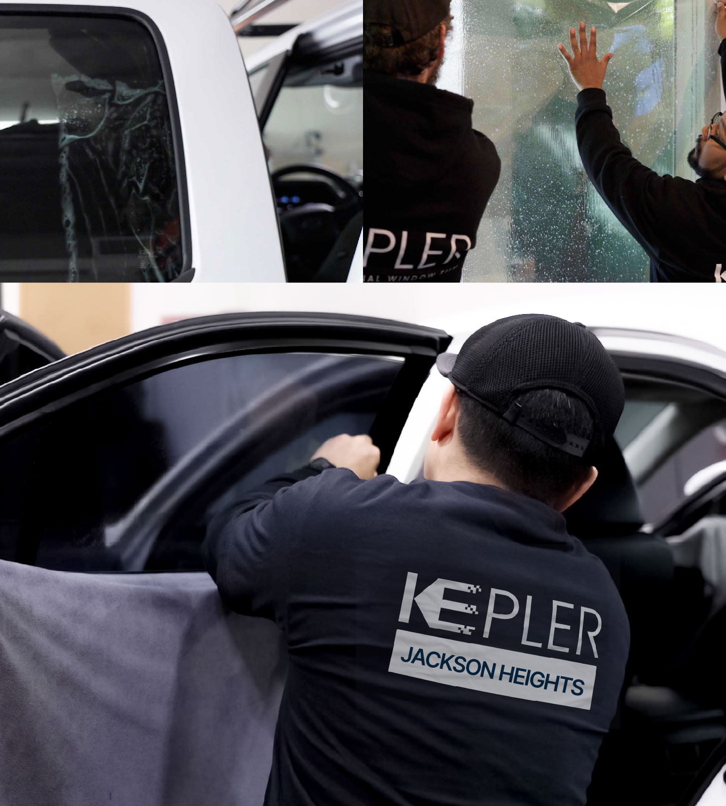 Automotive Window Tinting Expert Applying Film in Jackson Heights, New York