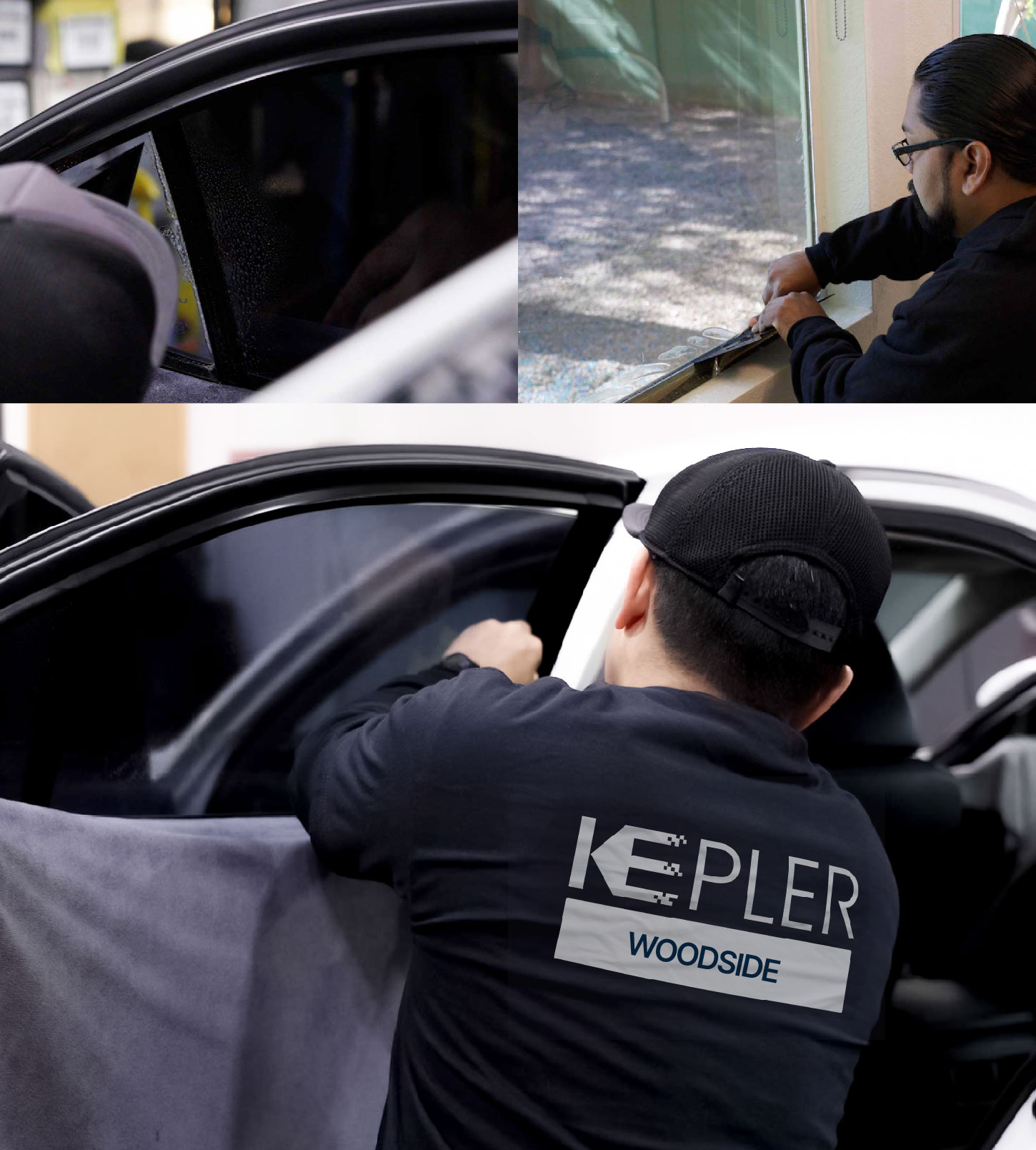 Automotive Window Tinting Expert Applying Film in Woodside, New York